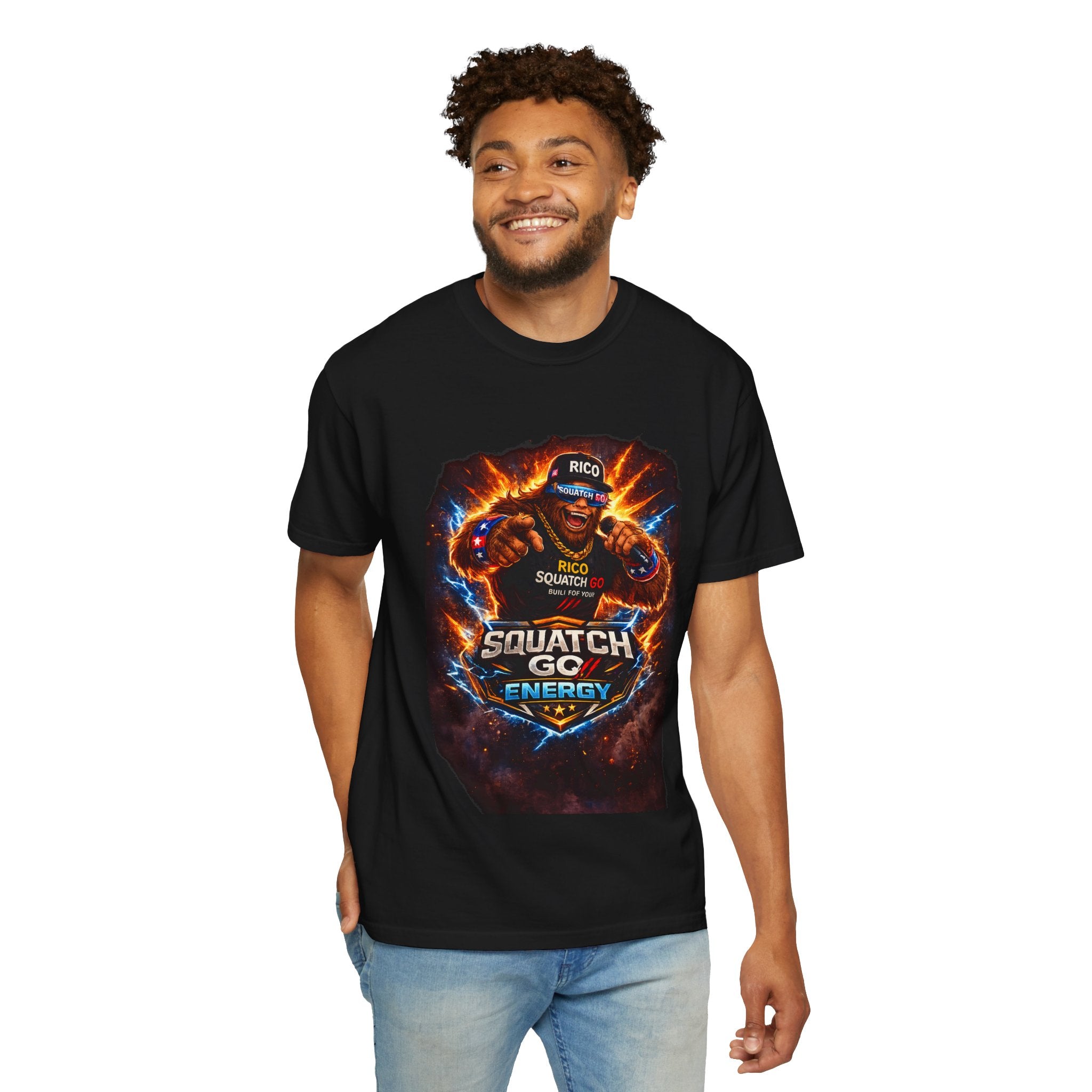 Squatch GC Energy Graphic T-Shirt — Retro Gamer Energy Drink Design