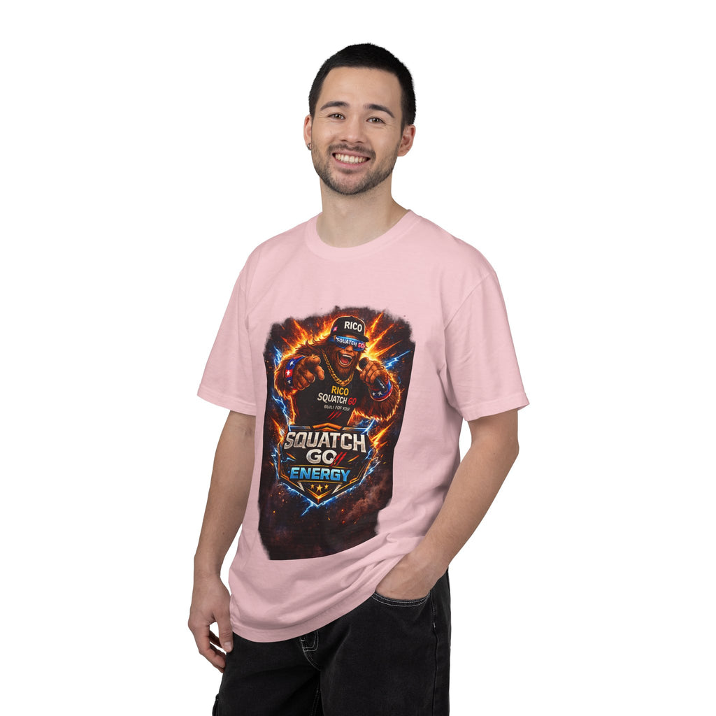 Squatch GC Energy Graphic T-Shirt — Retro Gamer Energy Drink Design