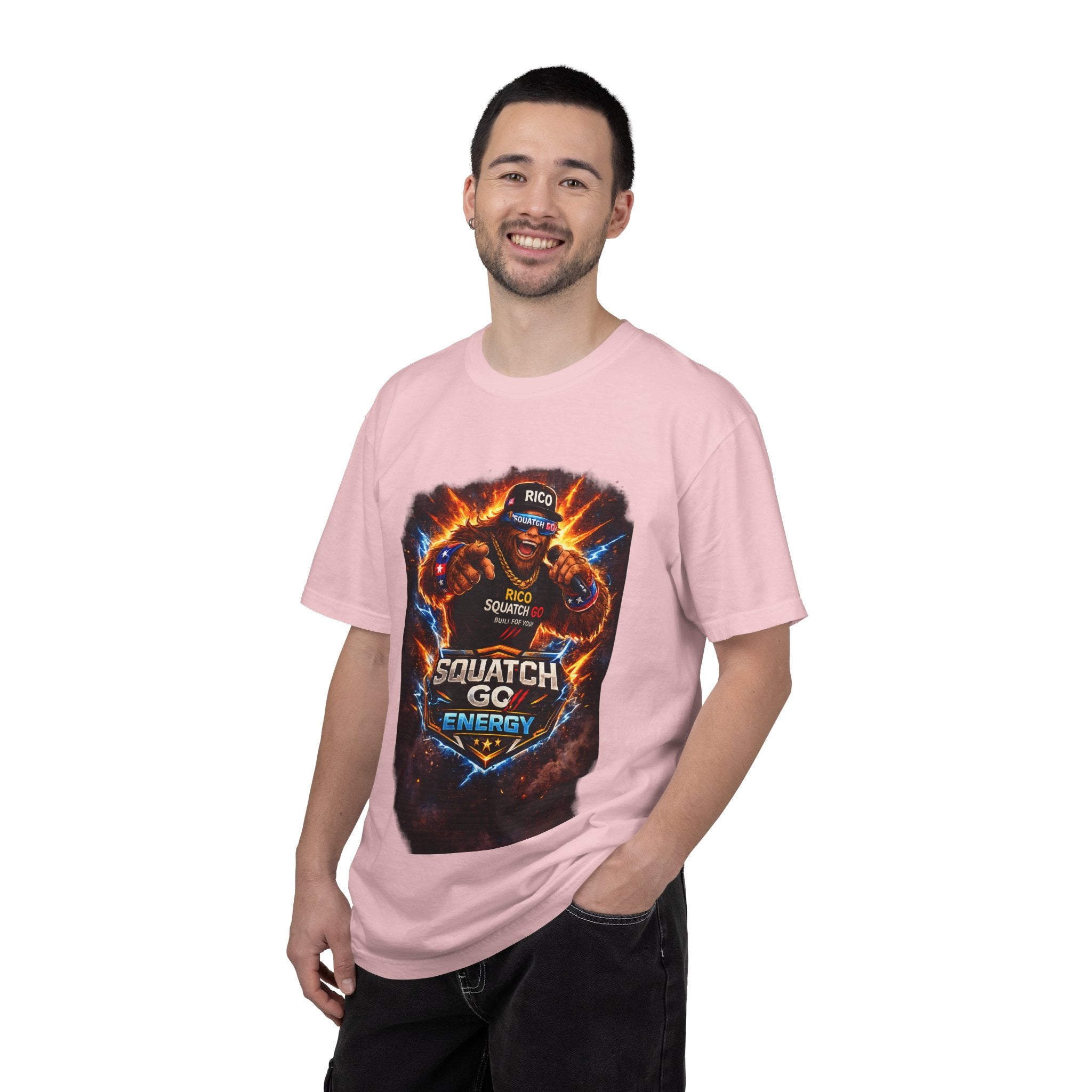 Squatch GC Energy Graphic T-Shirt — Retro Gamer Energy Drink Design