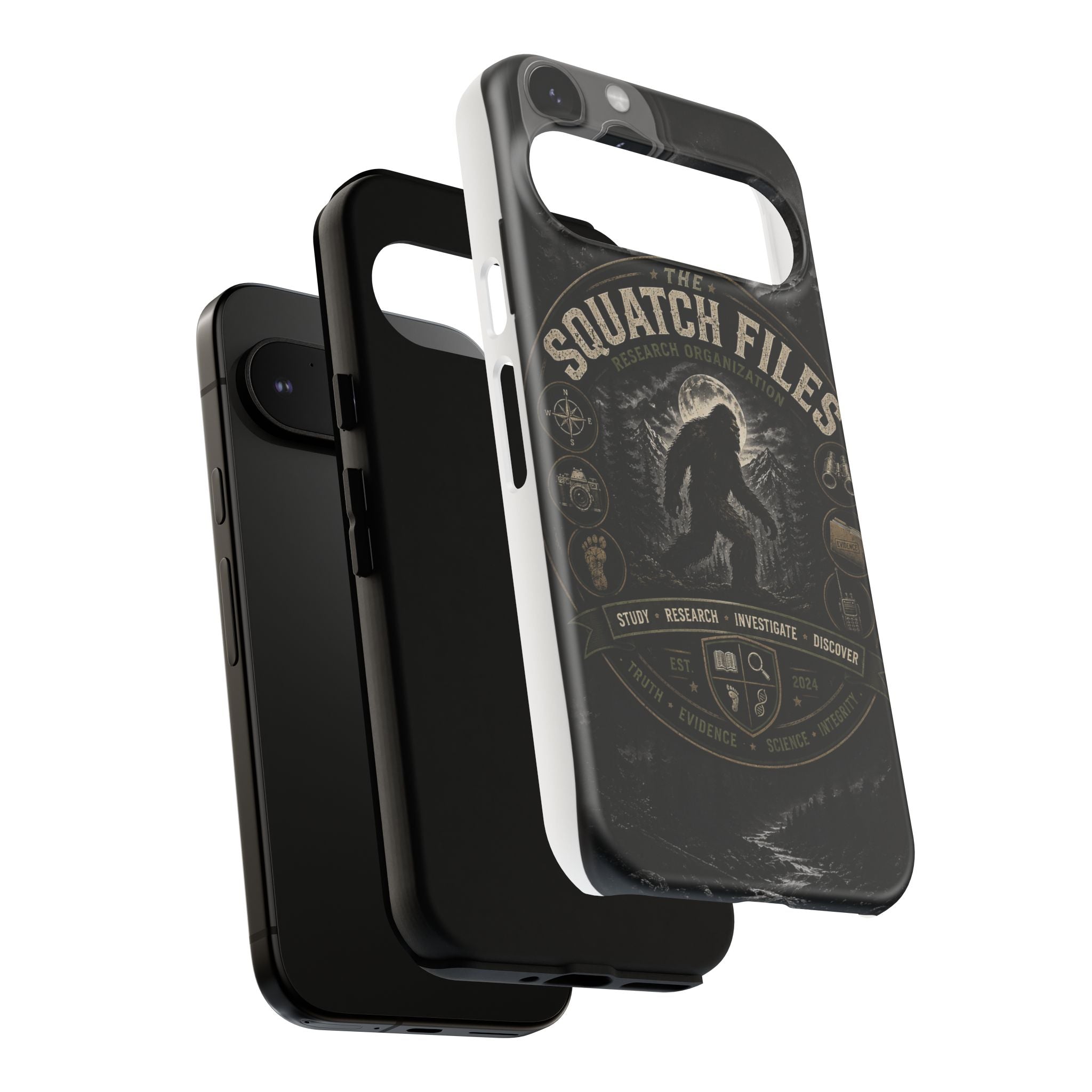 Squatch Files Research Organization Phone Case — Bigfoot Sasquatch Moonlit Forest Design