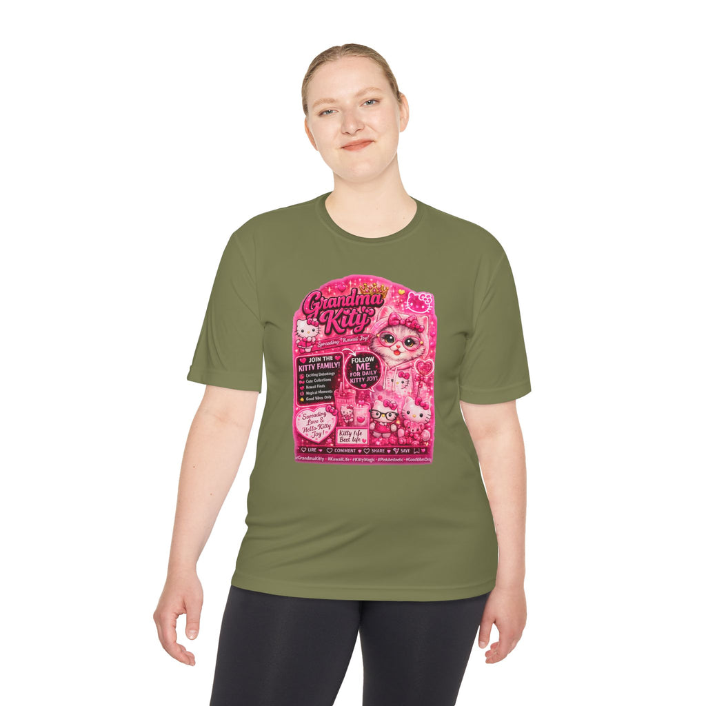Grandma Kitty Graphic Tee — Cute Pink Cat Vintage Patch Design