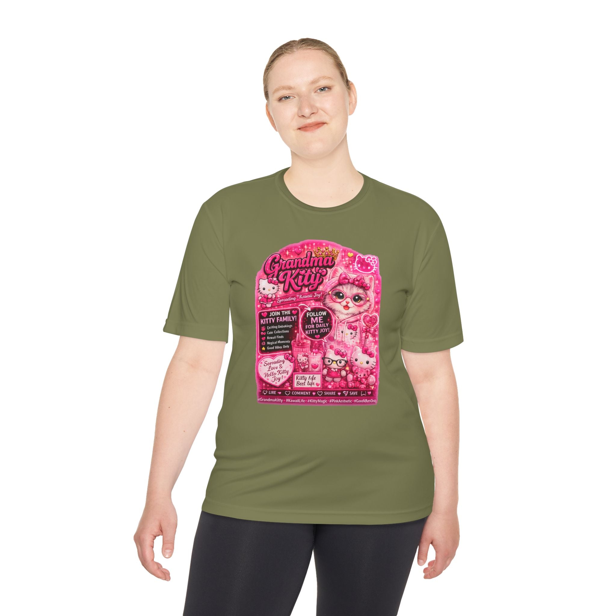 Grandma Kitty Graphic Tee — Cute Pink Cat Vintage Patch Design