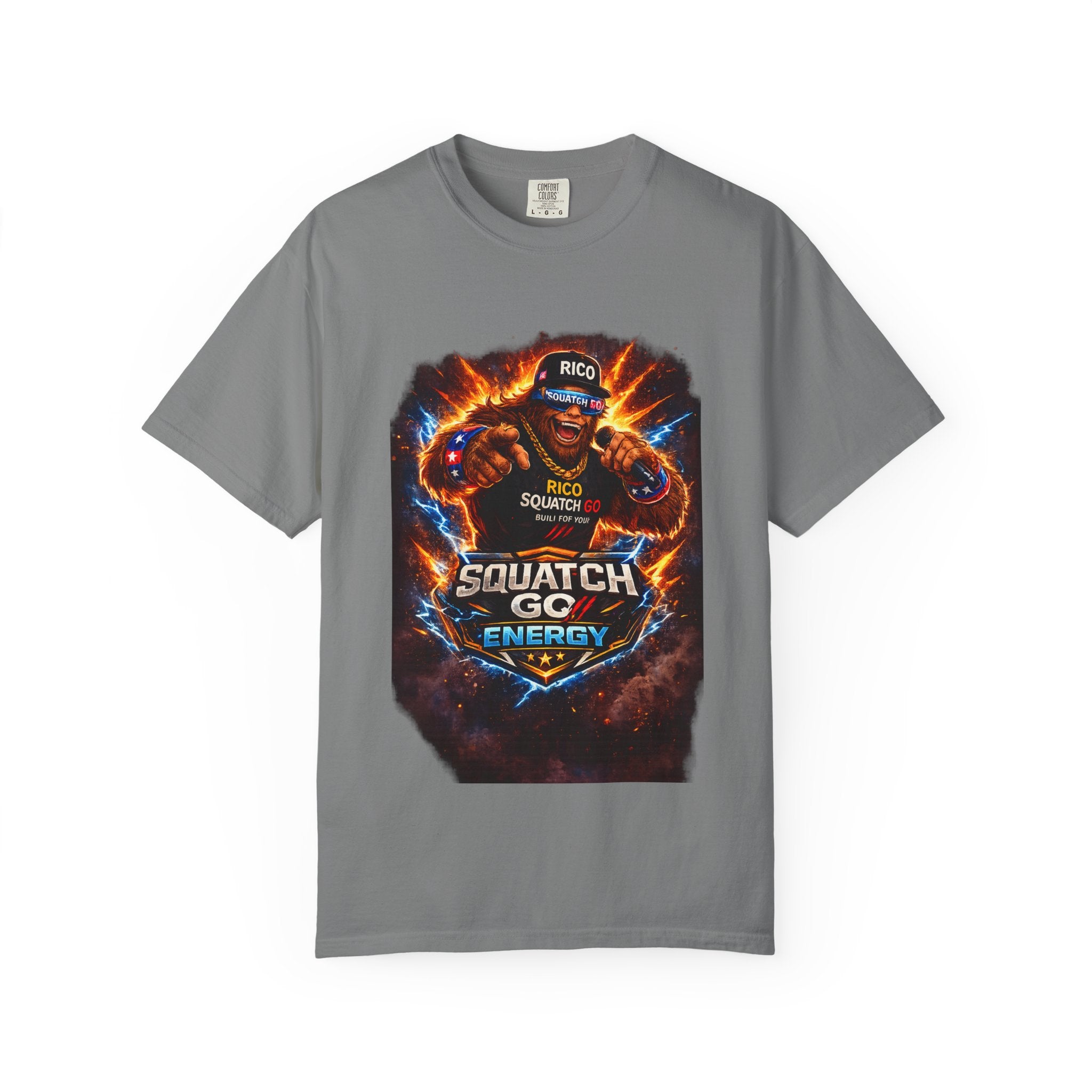 Squatch GC Energy Graphic T-Shirt — Retro Gamer Energy Drink Design