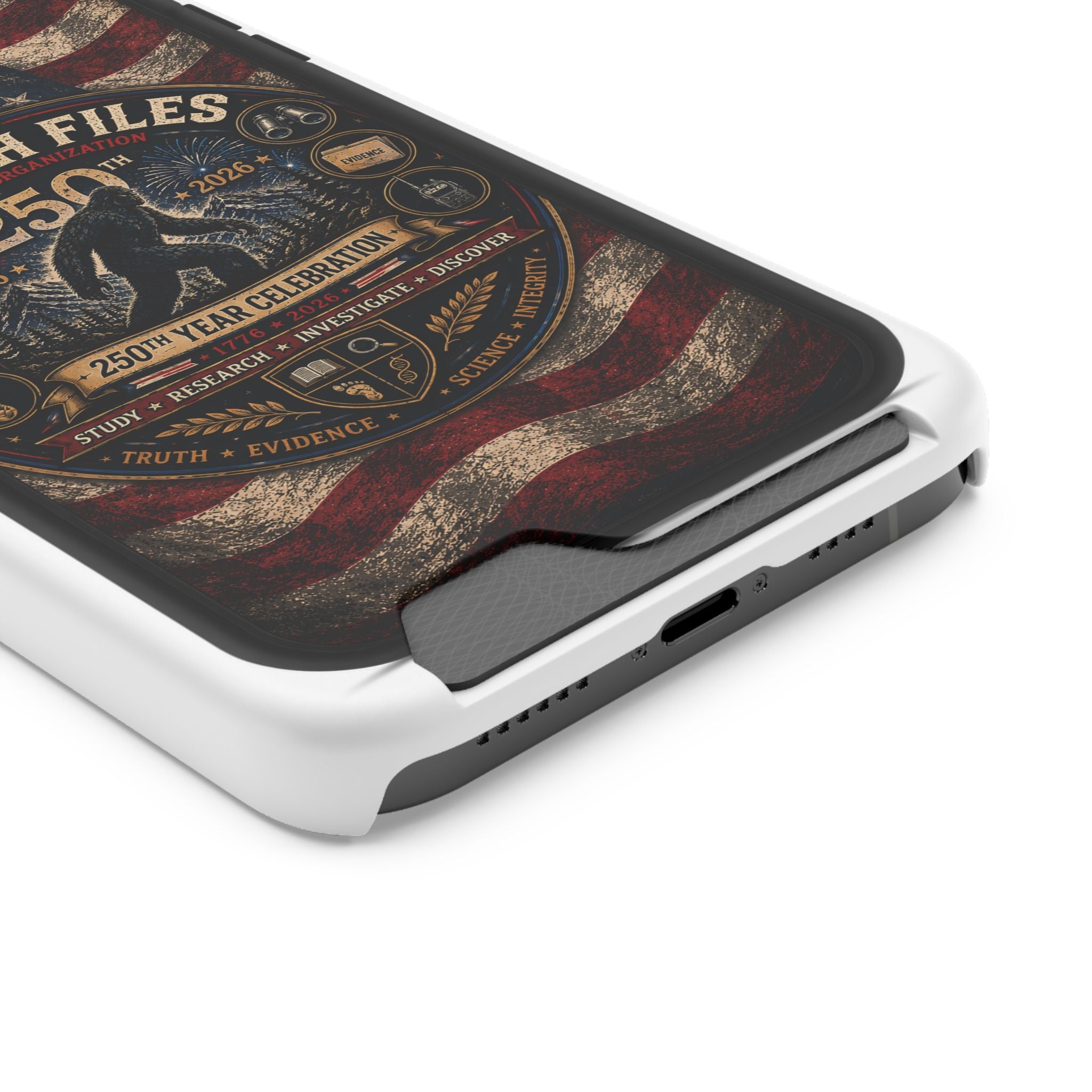 Phone Case — 'The Squatch Files 250th' Card Holder Case (Patriotic Bigfoot Design)