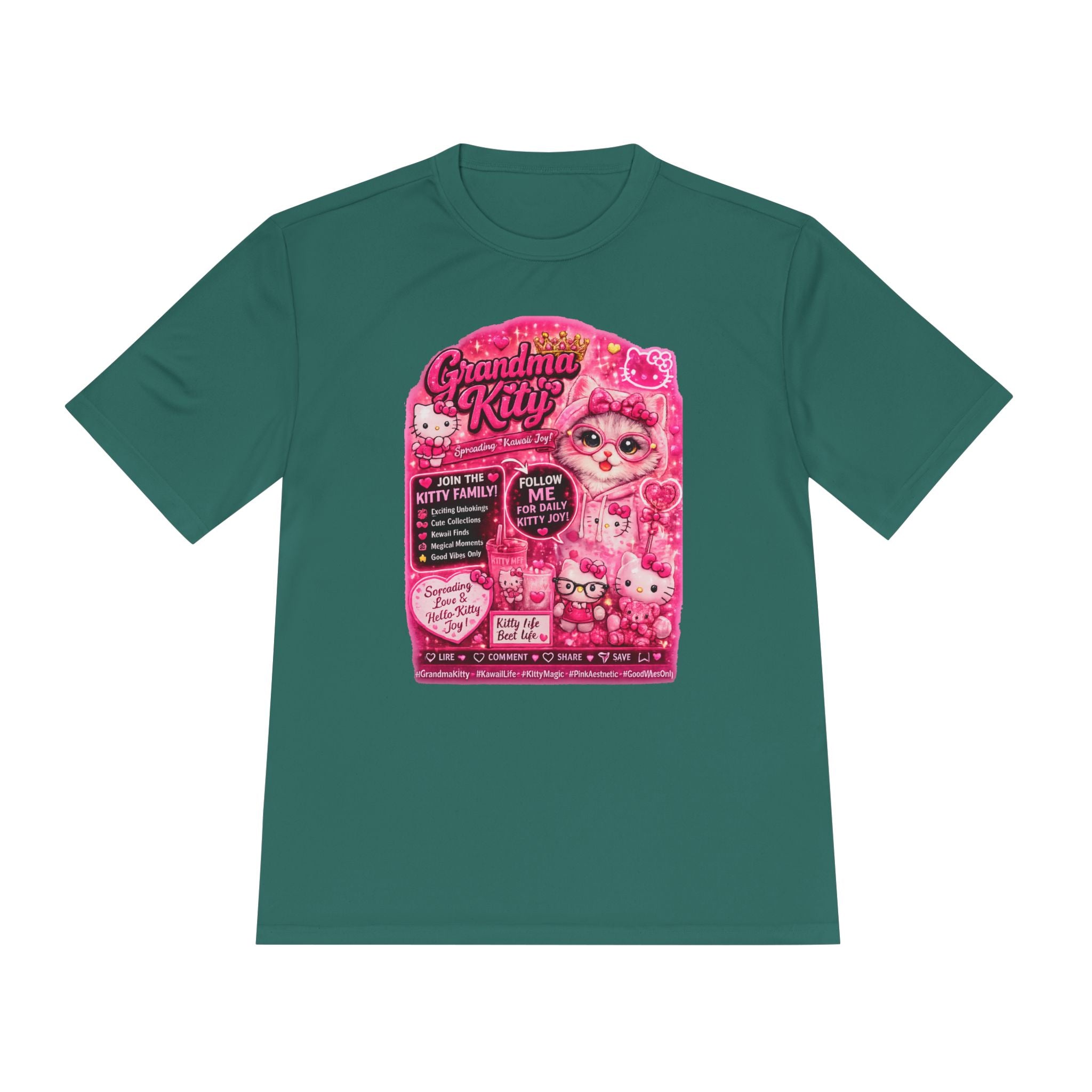 Grandma Kitty Graphic Tee — Cute Pink Cat Vintage Patch Design