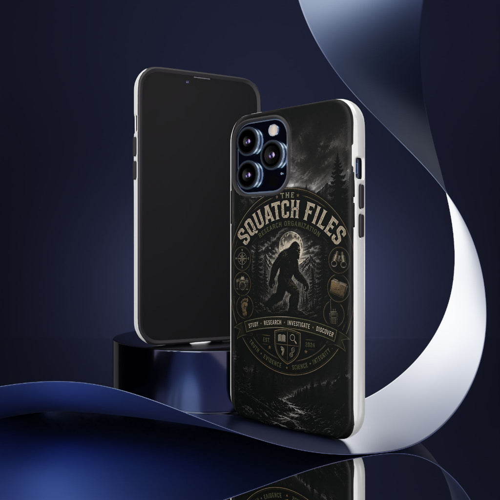 Squatch Files Research Organization Phone Case — Bigfoot Sasquatch Moonlit Forest Design