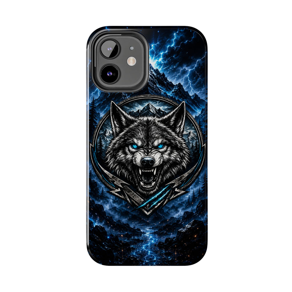 Wolf Thunder Tough Phone Case — Rugged Protective Case with Blue Lightning Wolf Design