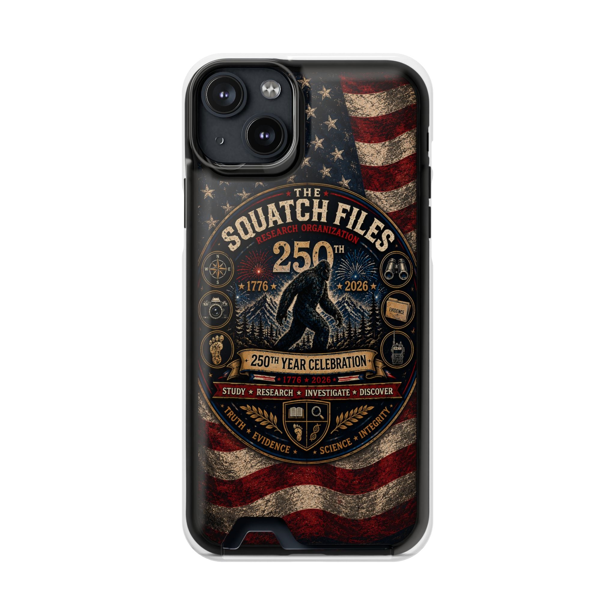 Phone Case — 'The Squatch Files 250th' Card Holder Case (Patriotic Bigfoot Design)