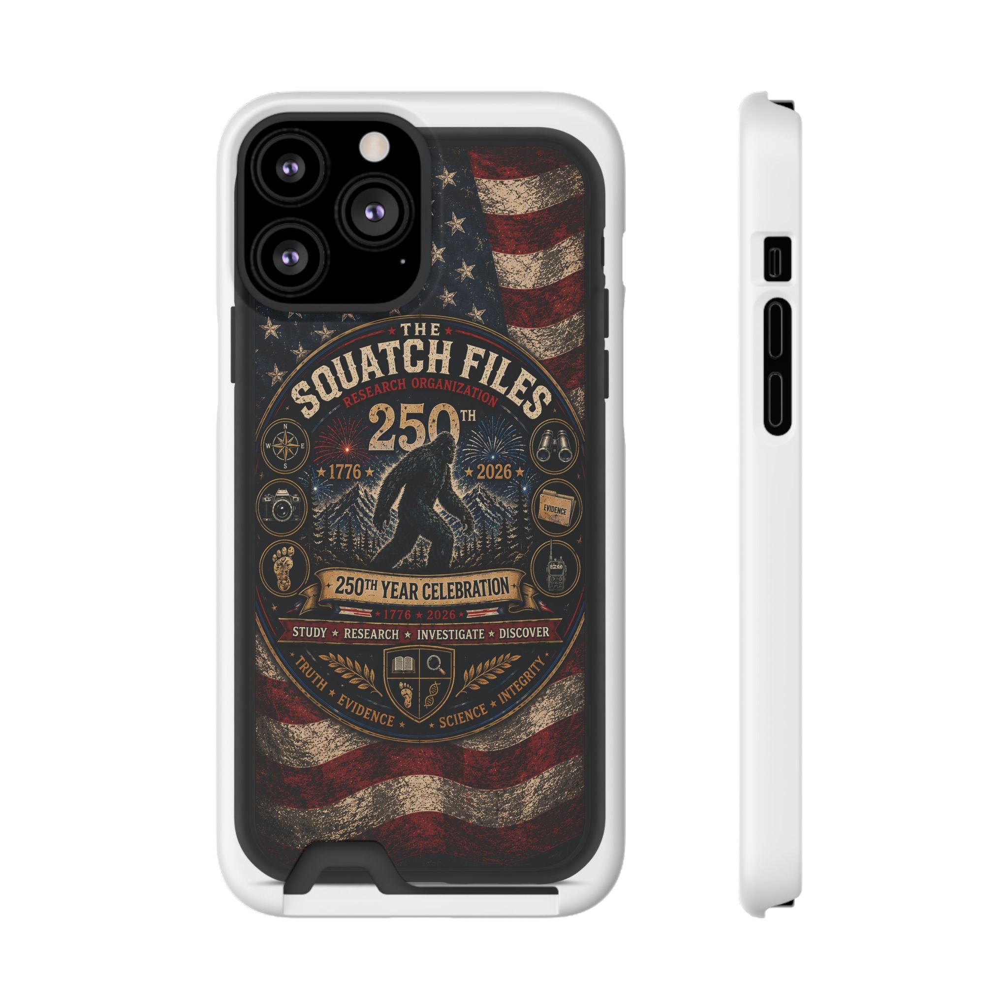 Phone Case — 'The Squatch Files 250th' Card Holder Case (Patriotic Bigfoot Design)