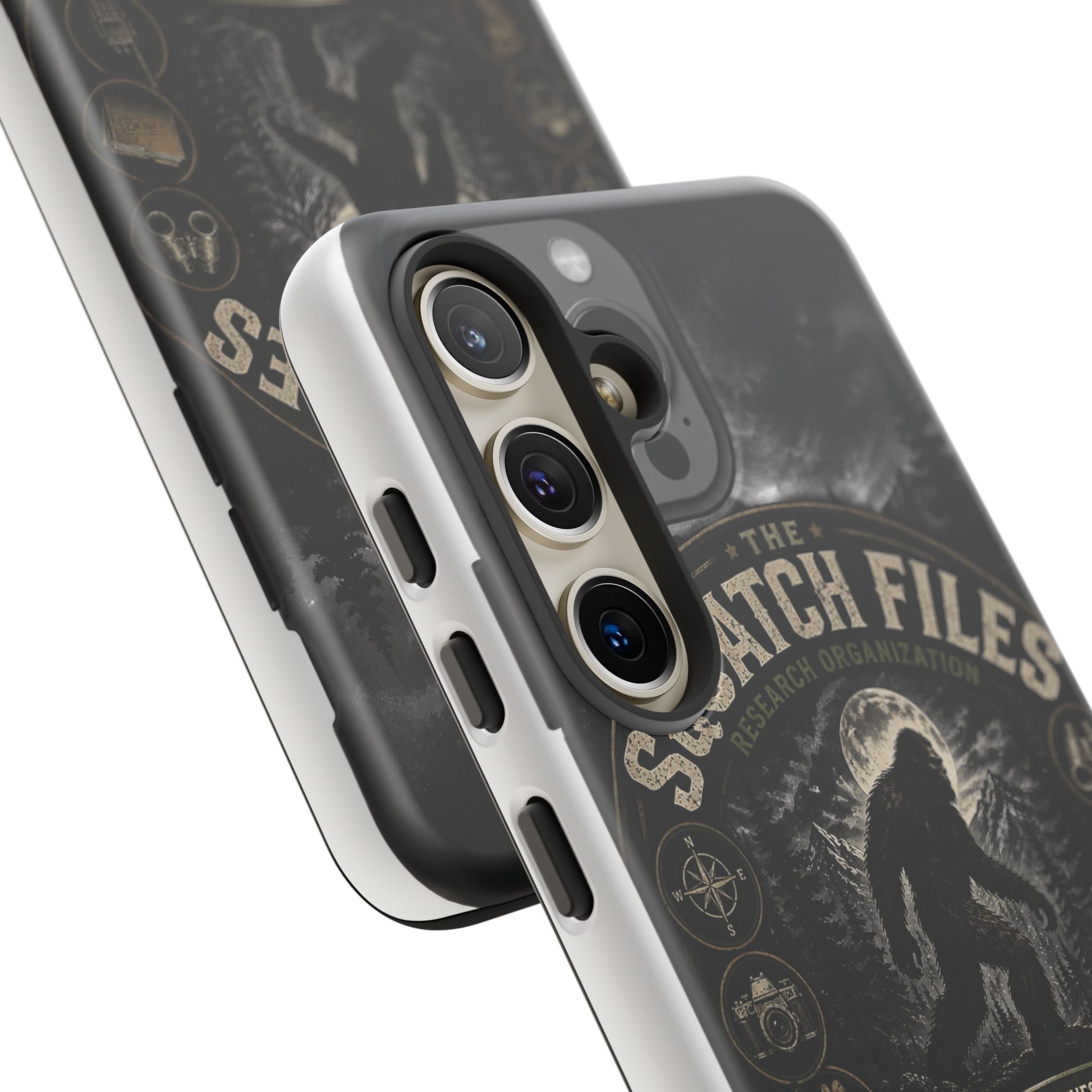 Squatch Files Research Organization Phone Case — Bigfoot Sasquatch Moonlit Forest Design