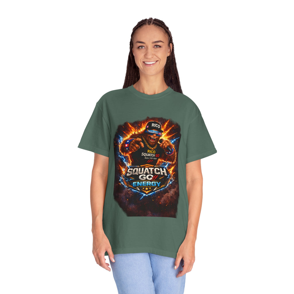 Squatch GC Energy Graphic T-Shirt — Retro Gamer Energy Drink Design