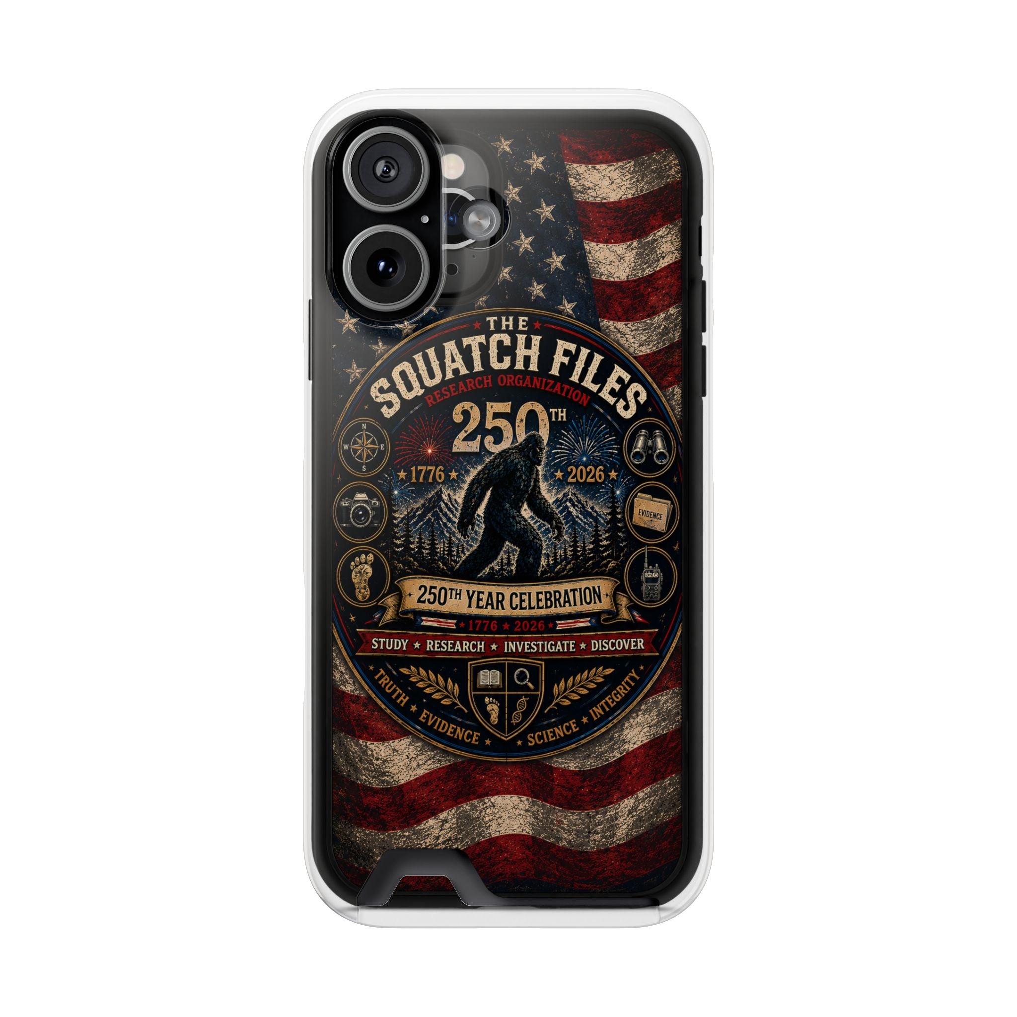 Phone Case — 'The Squatch Files 250th' Card Holder Case (Patriotic Bigfoot Design)