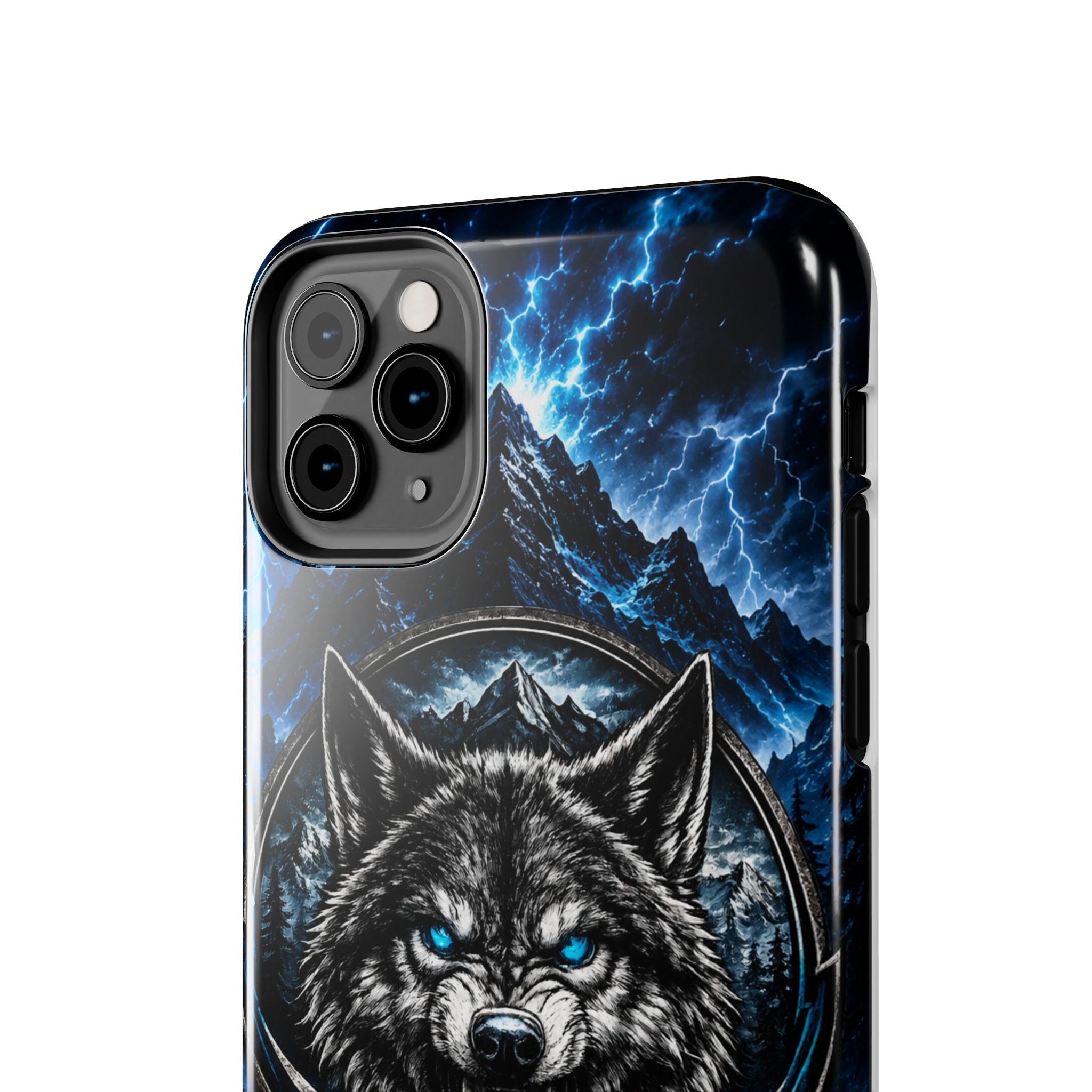 Wolf Thunder Tough Phone Case — Rugged Protective Case with Blue Lightning Wolf Design