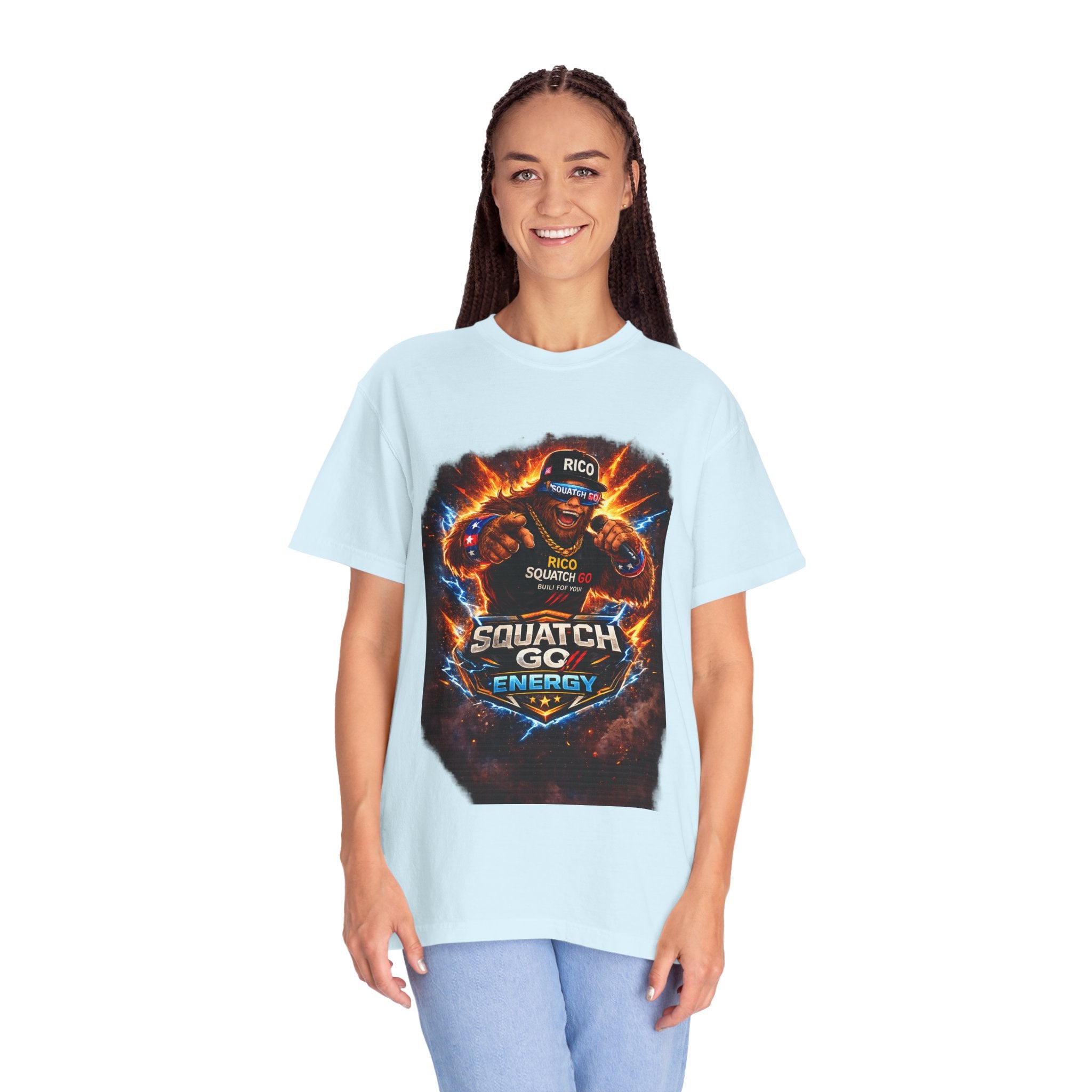 Squatch GC Energy Graphic T-Shirt — Retro Gamer Energy Drink Design