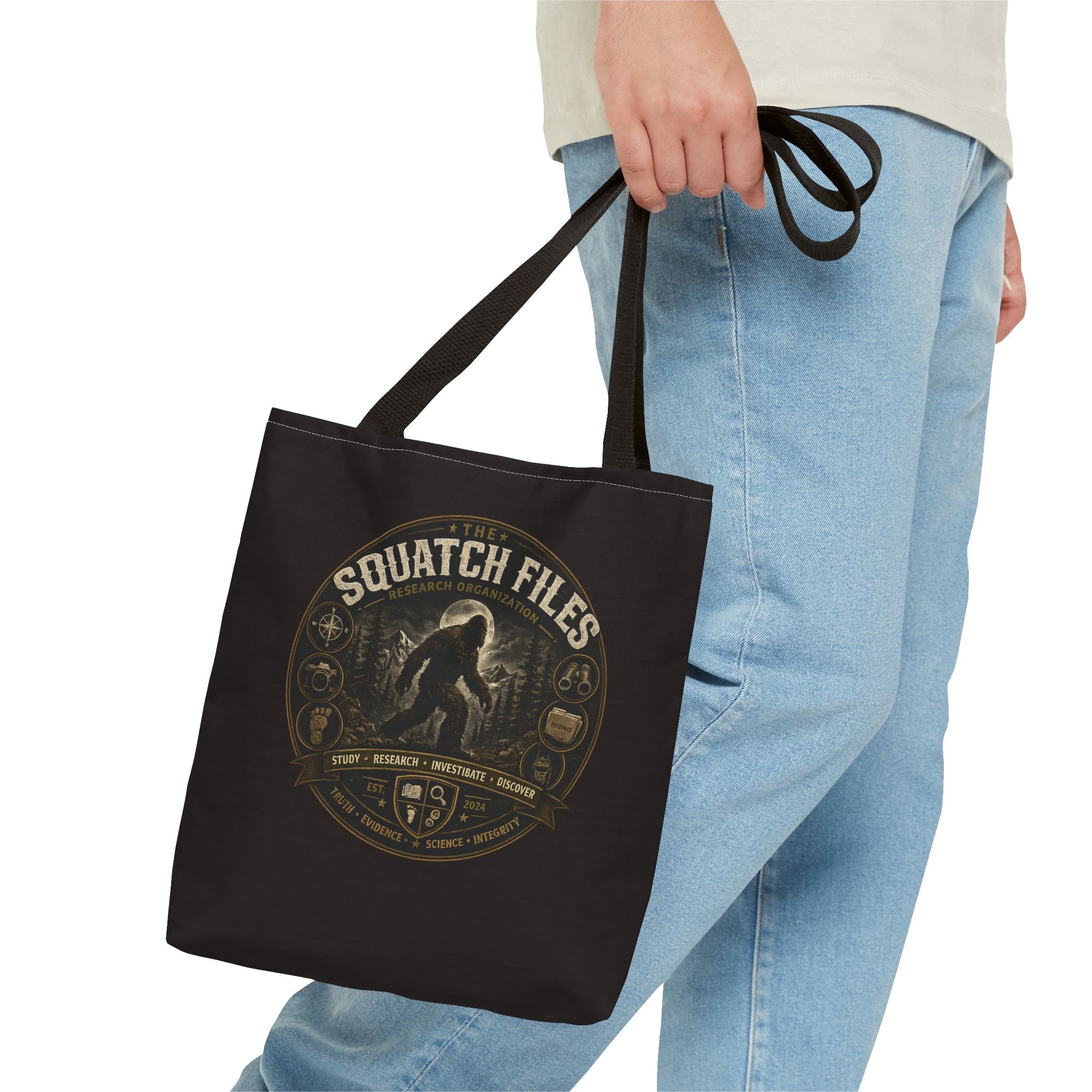 Squatch Files Tote Bag — Bigfoot Investigation Graphic Tote