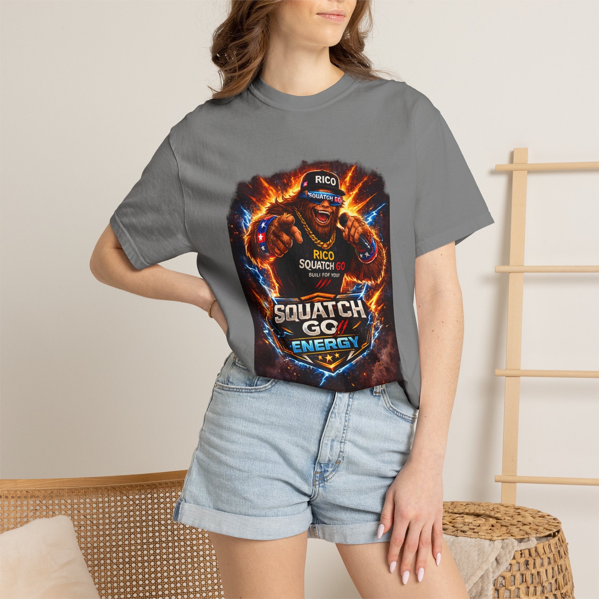 Squatch GC Energy Graphic T-Shirt — Retro Gamer Energy Drink Design