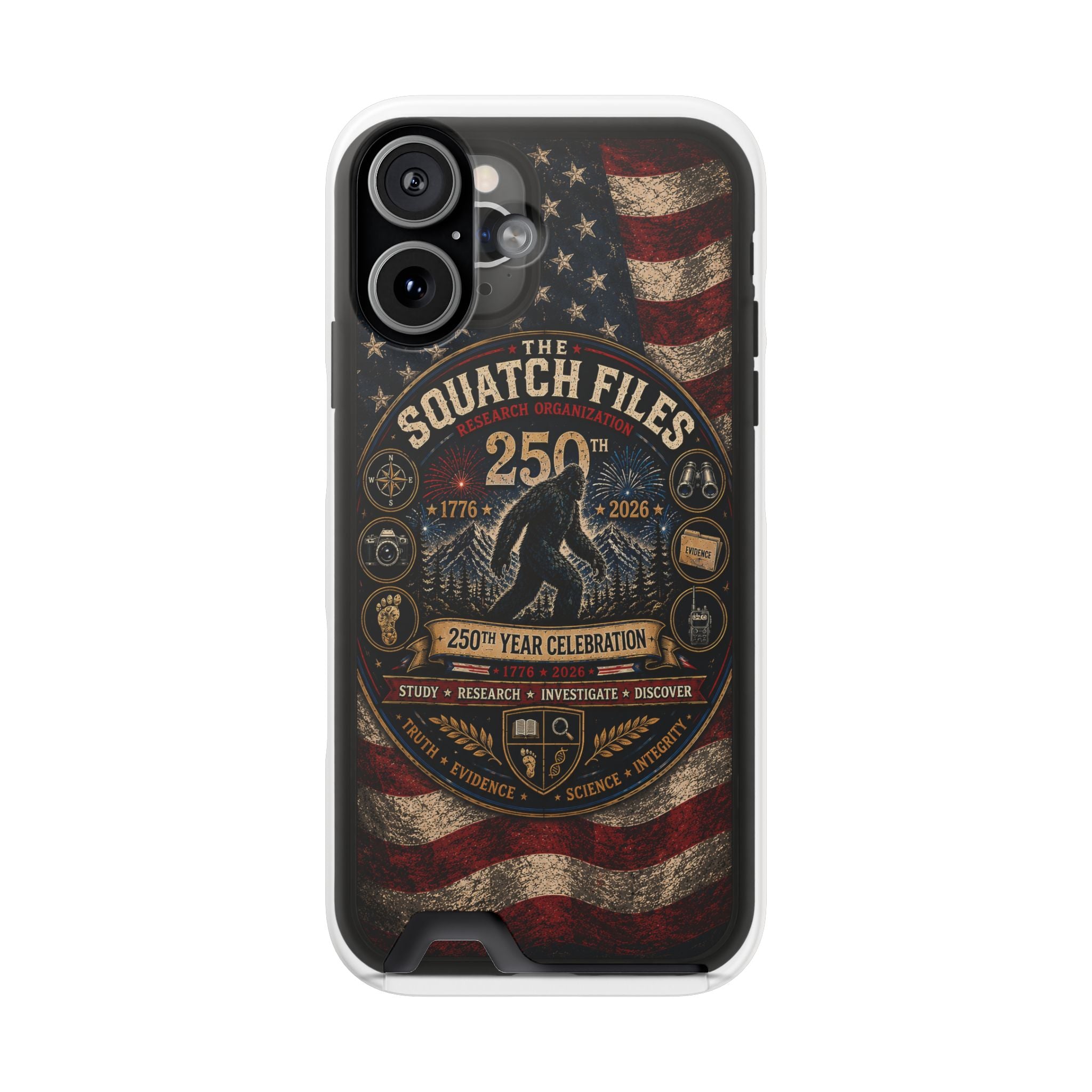 Phone Case — 'The Squatch Files 250th' Card Holder Case (Patriotic Bigfoot Design)