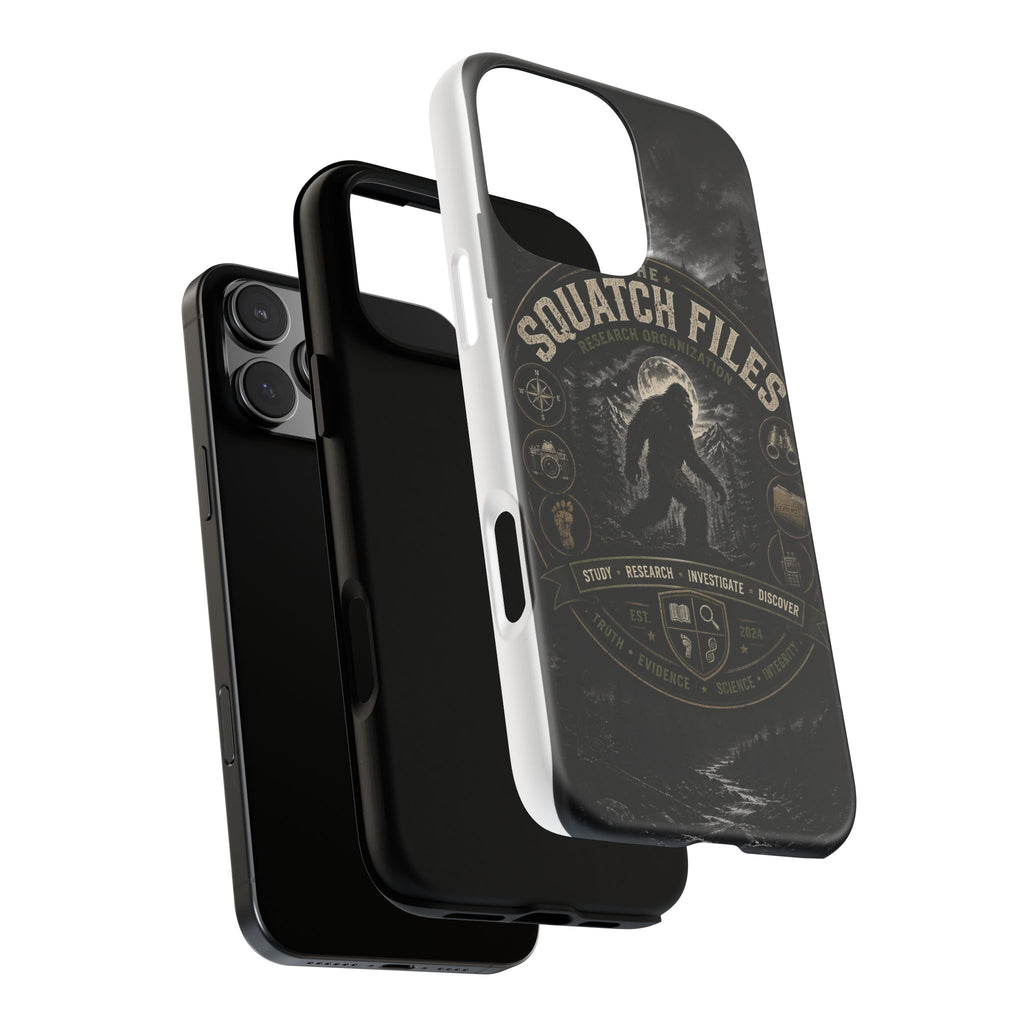 Squatch Files Research Organization Phone Case — Bigfoot Sasquatch Moonlit Forest Design