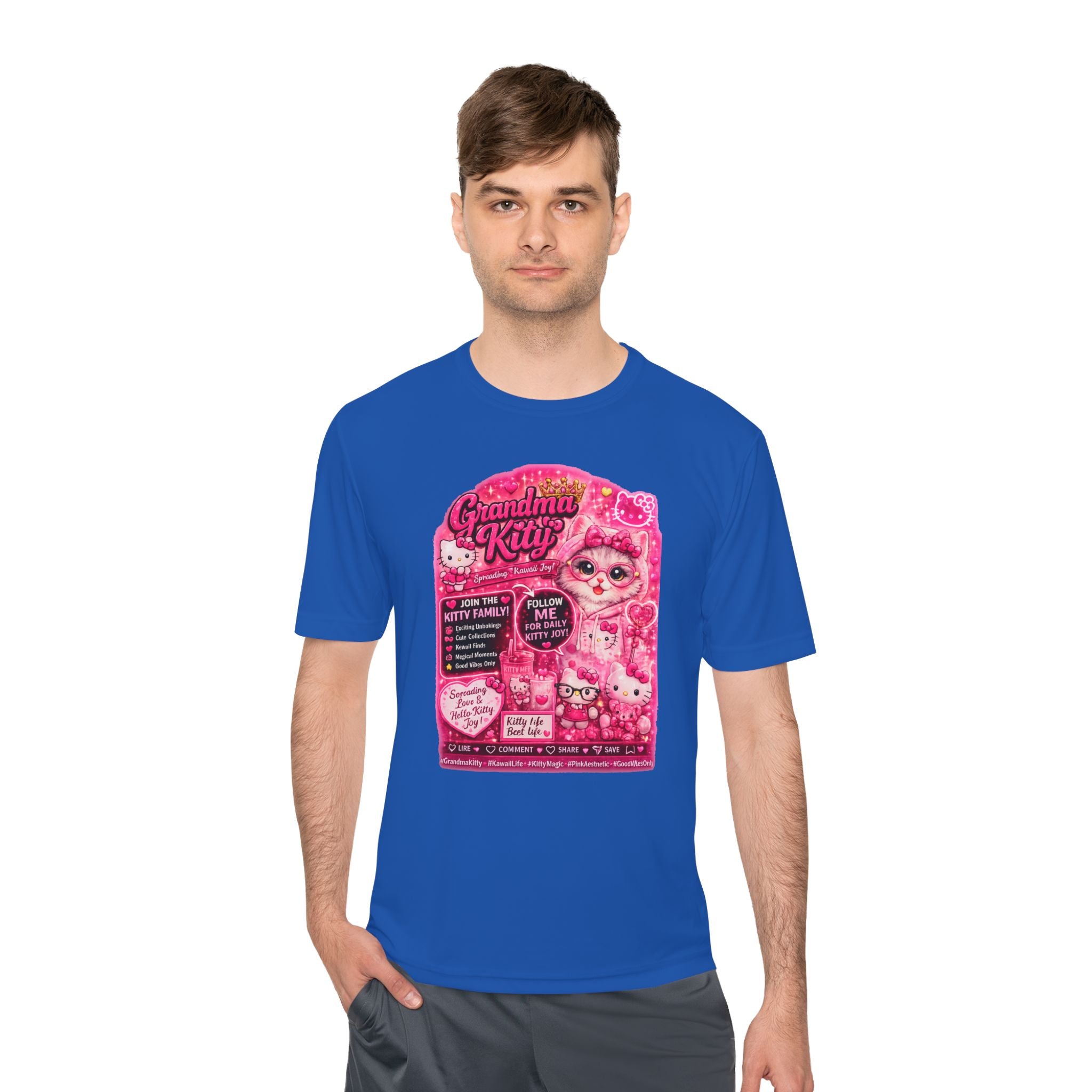 Grandma Kitty Graphic Tee — Cute Pink Cat Vintage Patch Design