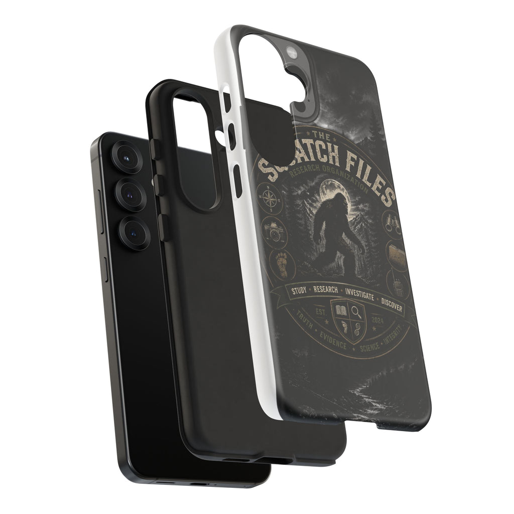 Squatch Files Research Organization Phone Case — Bigfoot Sasquatch Moonlit Forest Design