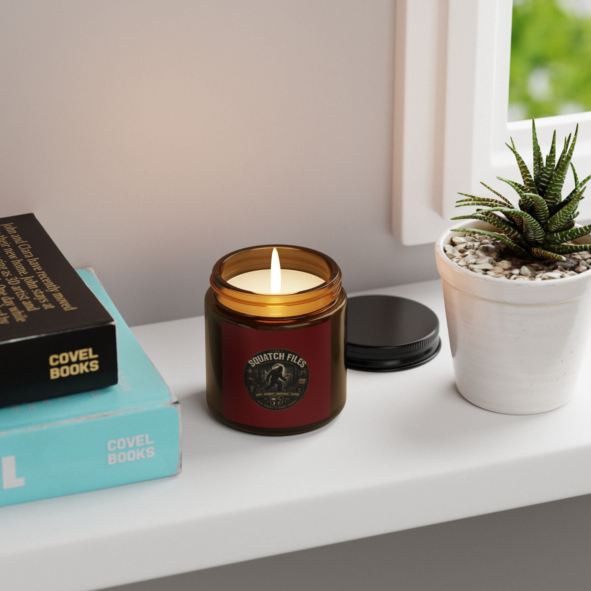 Soy Candle — 'Squatch Files' Amber Jar Scented Candle (Multiple Sizes)
