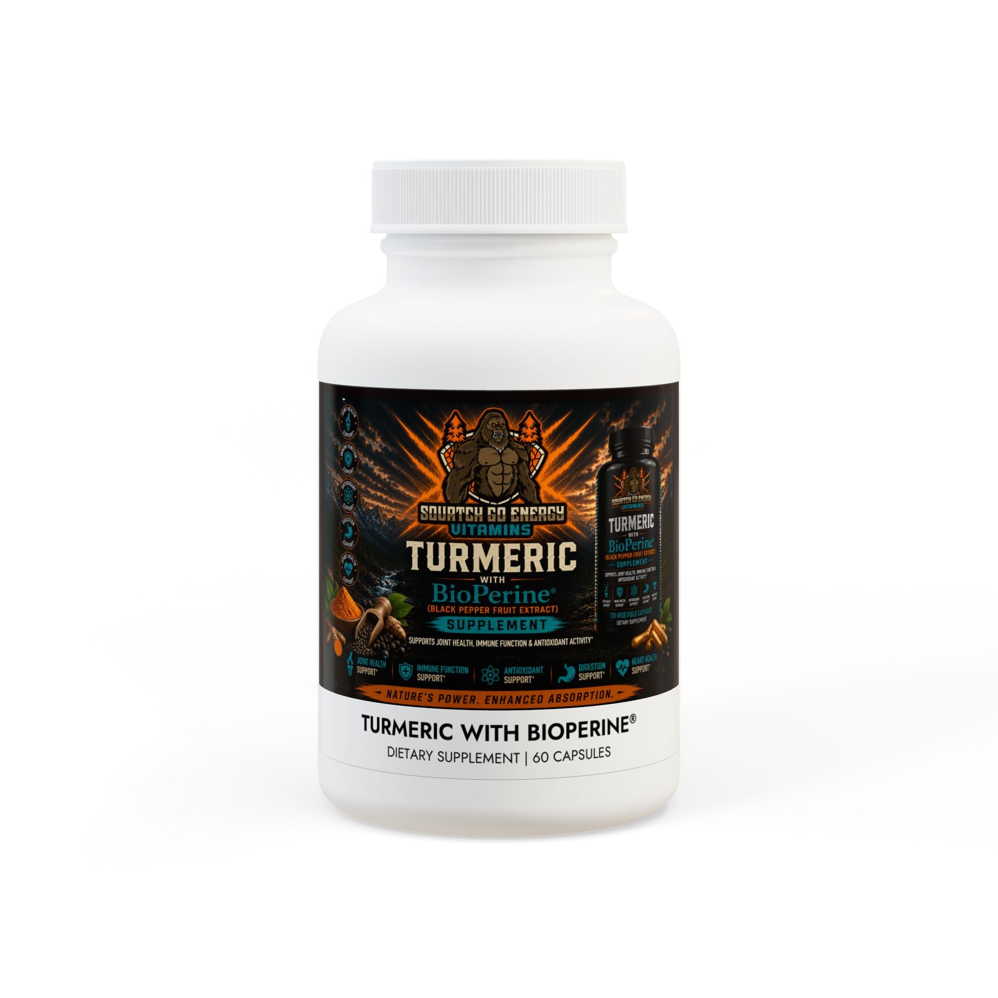 Turmeric with BioPerine® (Black Pepper Fruit Extract) Supplement (60 Capsules)