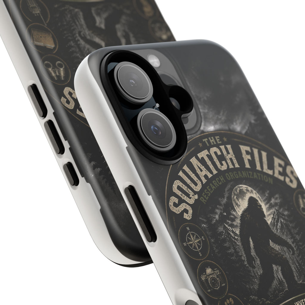 Squatch Files Research Organization Phone Case — Bigfoot Sasquatch Moonlit Forest Design