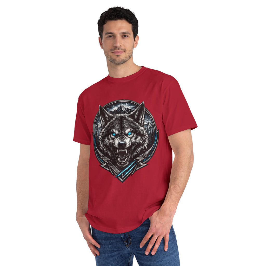 Wolf Head Graphic T-Shirt — Fierce Blue-Eyed Wolf Crest Tee