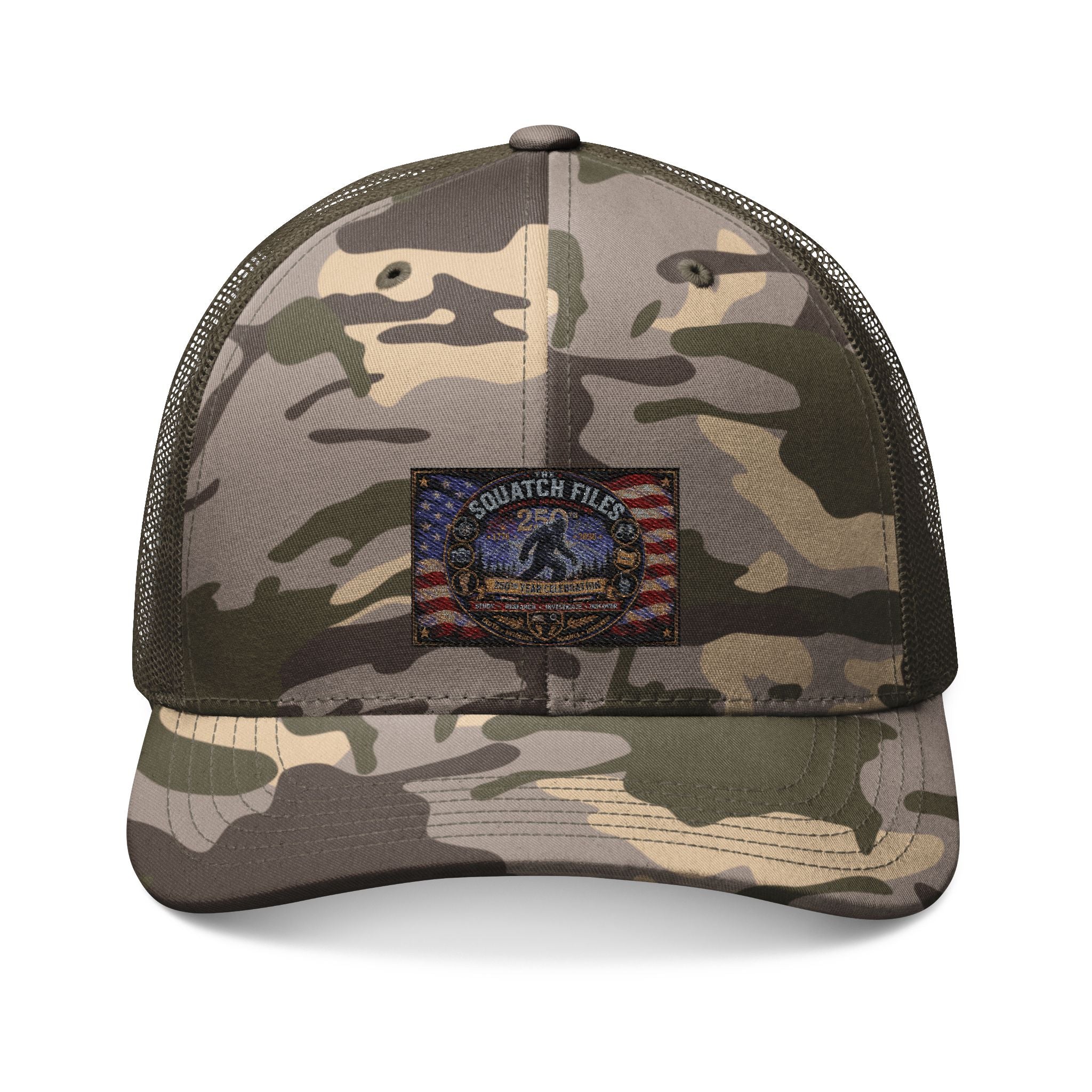 Camouflage Trucker Hat — Embroidered American Flag & Eagle Patch