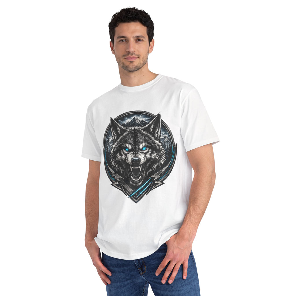 Wolf Head Graphic T-Shirt — Fierce Blue-Eyed Wolf Crest Tee