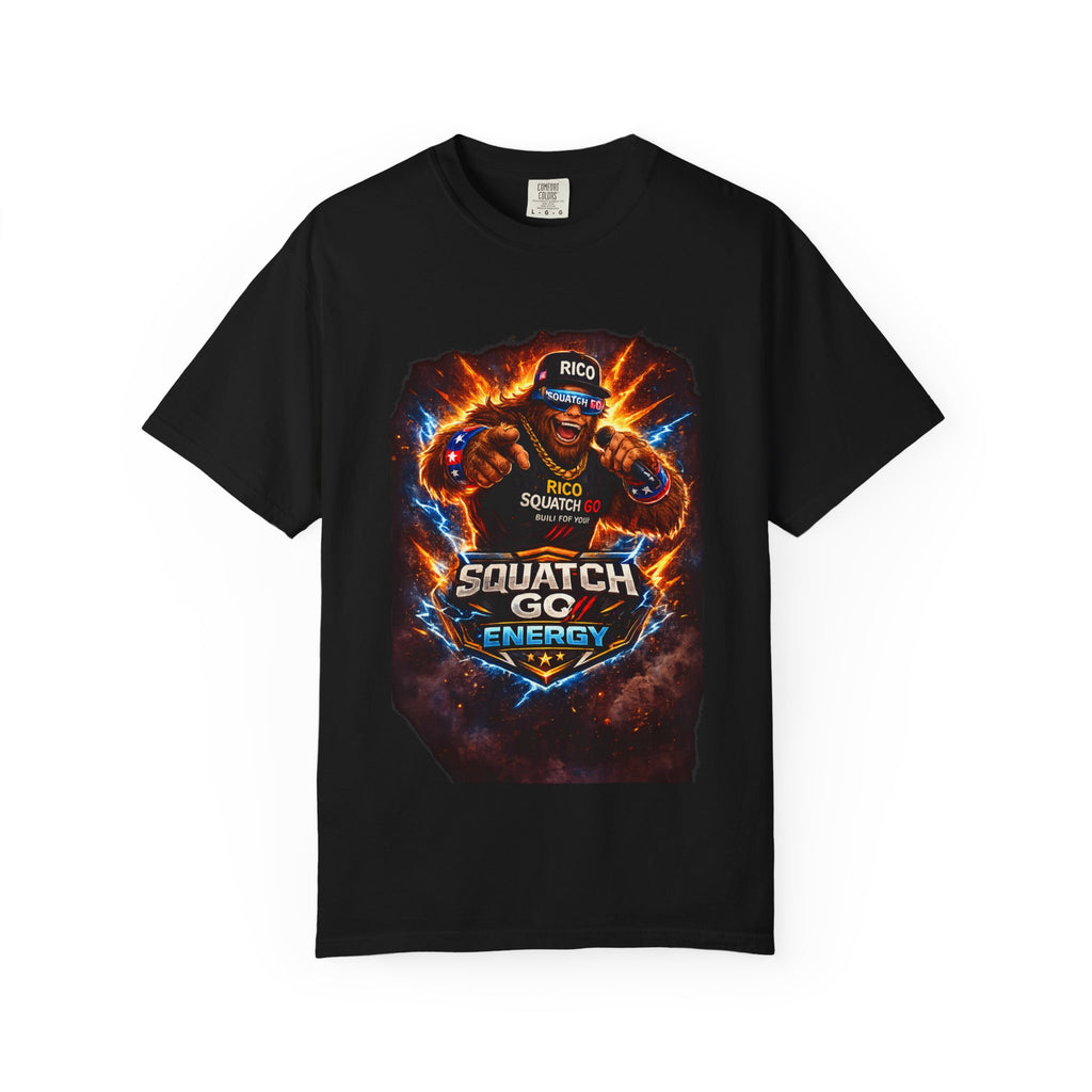 Squatch GC Energy Graphic T-Shirt — Retro Gamer Energy Drink Design