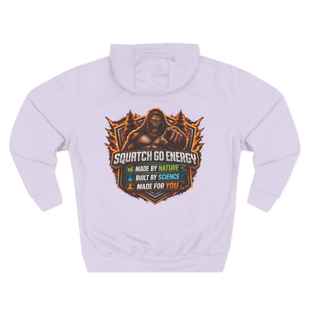 Squatch Go Energy Hoodie — Bigfoot Graphic Fleece Pullover (Made by Nature, Built by Science)