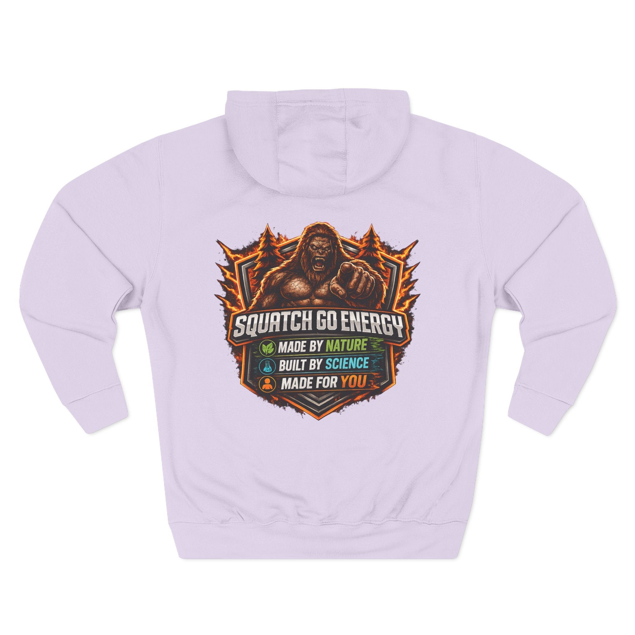 Squatch Go Energy Hoodie — Bigfoot Graphic Fleece Pullover (Made by Nature, Built by Science)