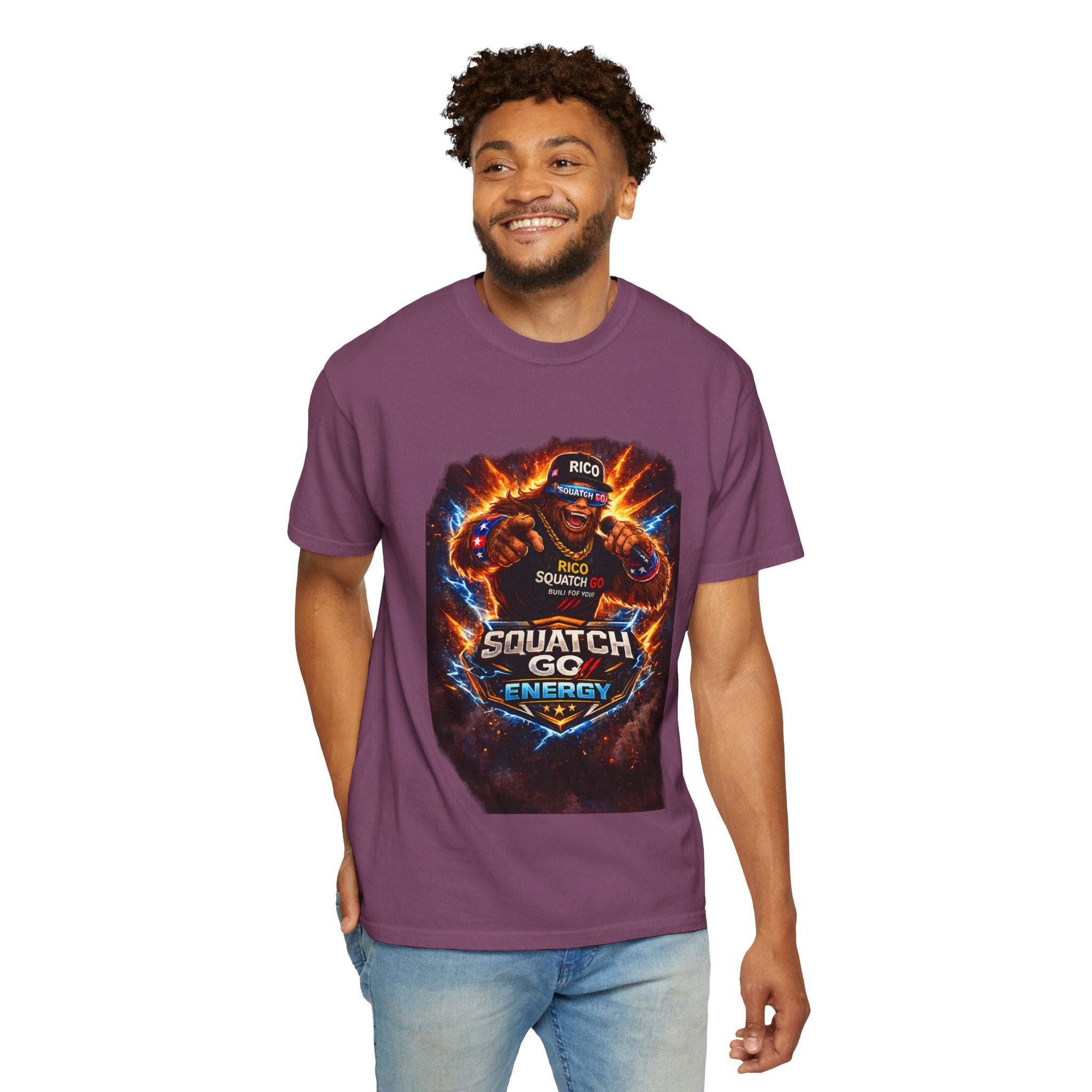 Squatch GC Energy Graphic T-Shirt — Retro Gamer Energy Drink Design