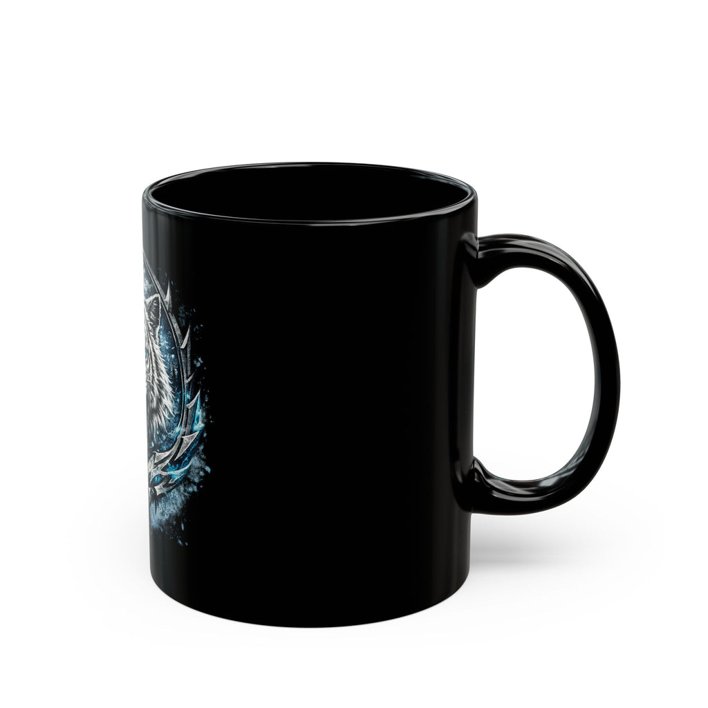 Ice Tiger Black Mug — Fierce White Tiger Design, Blue Eyes Coffee Cup (11oz/15oz)