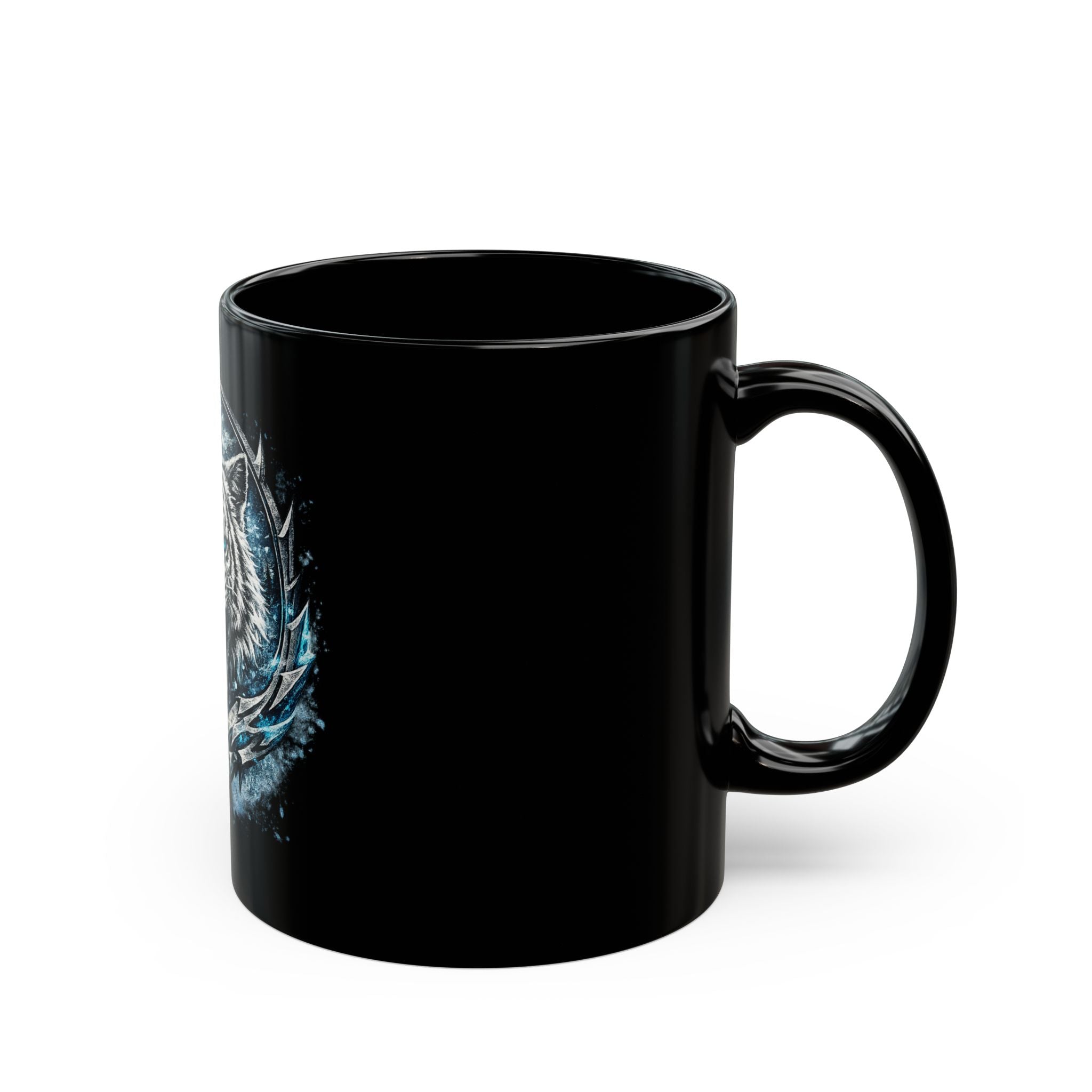 Ice Tiger Black Mug — Fierce White Tiger Design, Blue Eyes Coffee Cup (11oz/15oz)