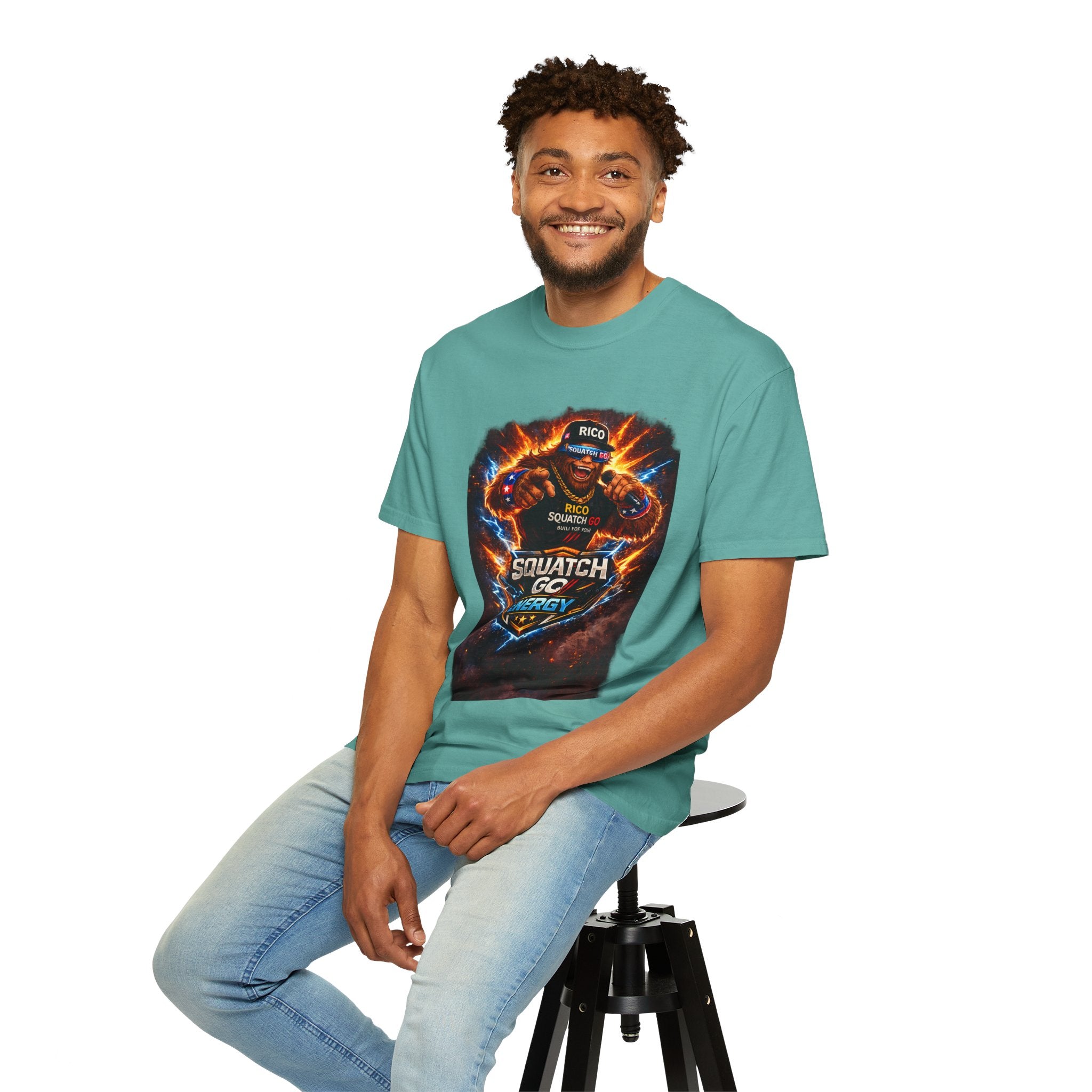 Squatch GC Energy Graphic T-Shirt — Retro Gamer Energy Drink Design