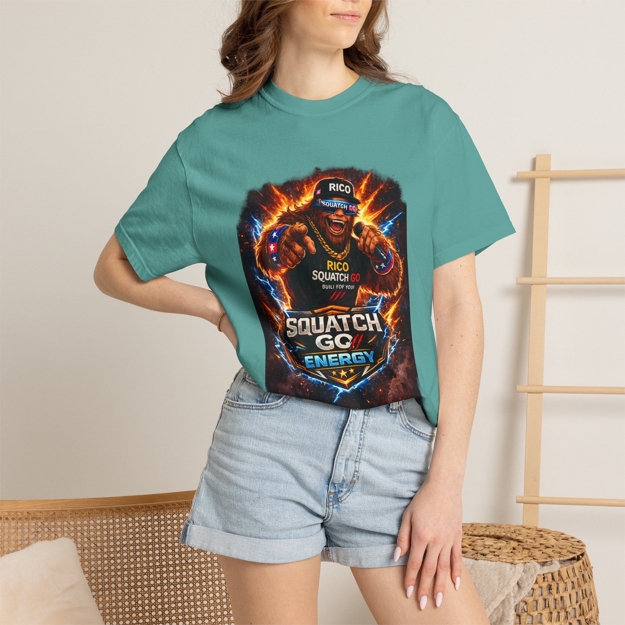 Squatch GC Energy Graphic T-Shirt — Retro Gamer Energy Drink Design
