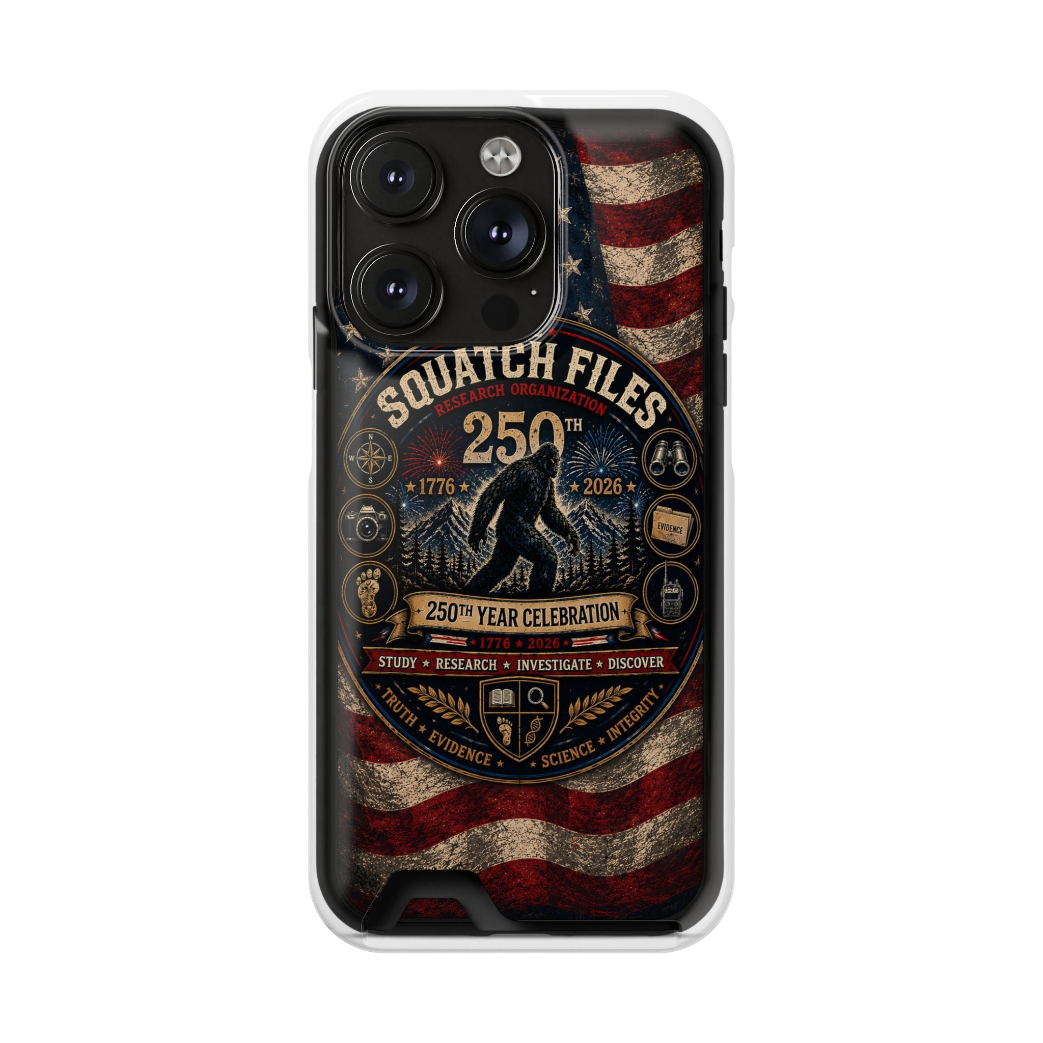 Phone Case — 'The Squatch Files 250th' Card Holder Case (Patriotic Bigfoot Design)
