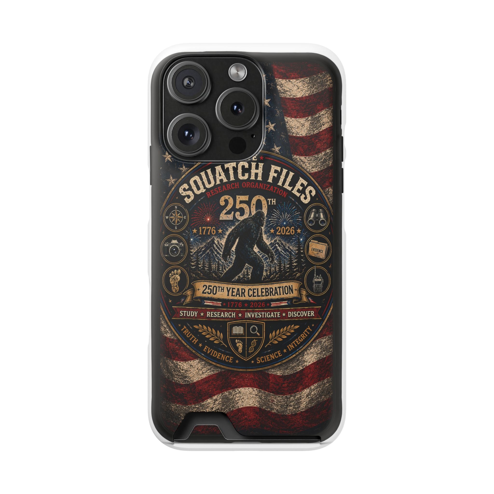 Phone Case — 'The Squatch Files 250th' Card Holder Case (Patriotic Bigfoot Design)