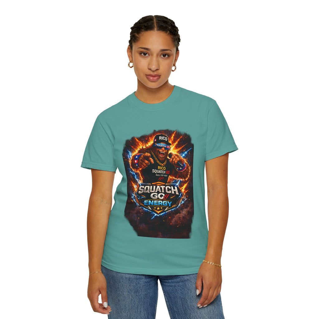 Squatch GC Energy Graphic T-Shirt — Retro Gamer Energy Drink Design