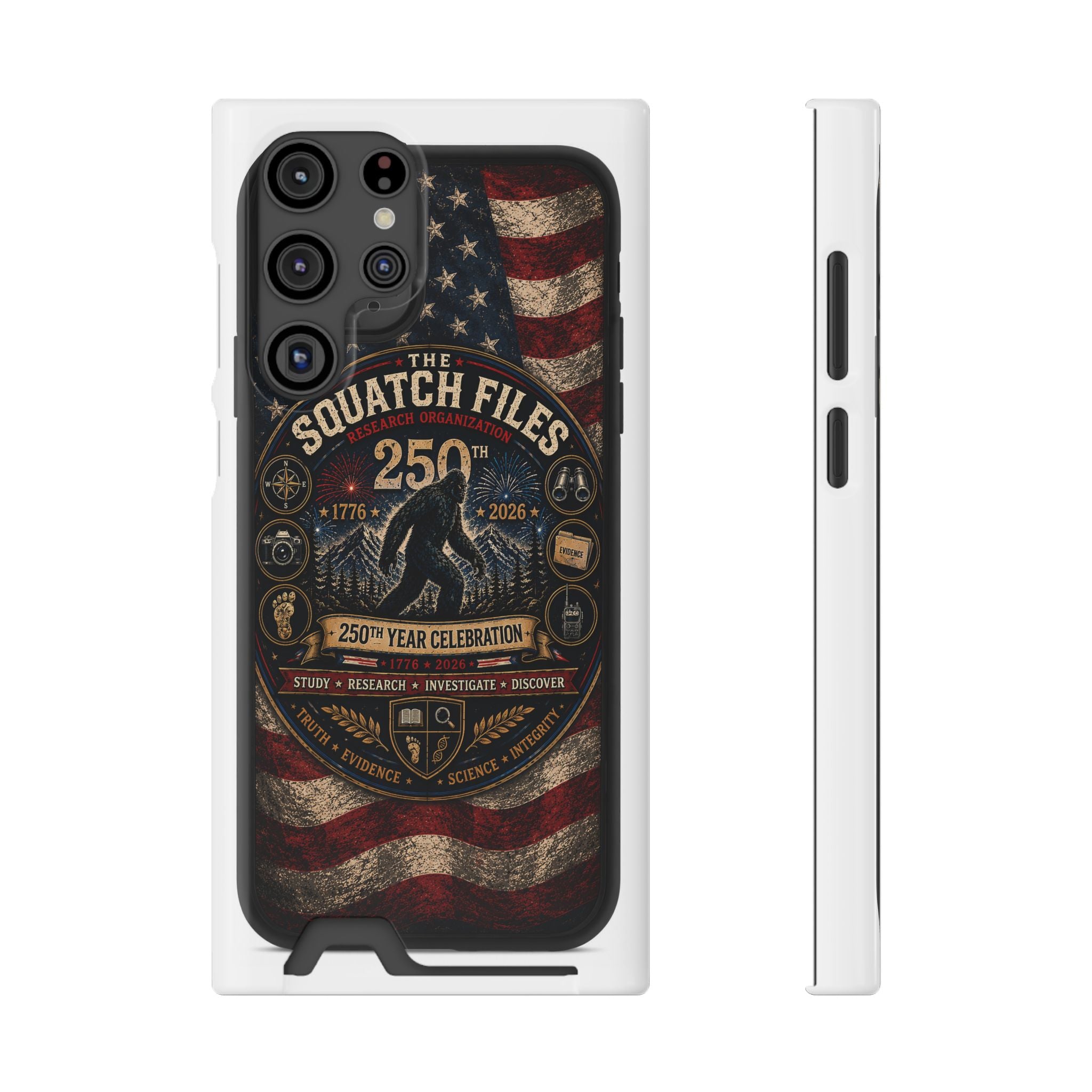 Phone Case — 'The Squatch Files 250th' Card Holder Case (Patriotic Bigfoot Design)