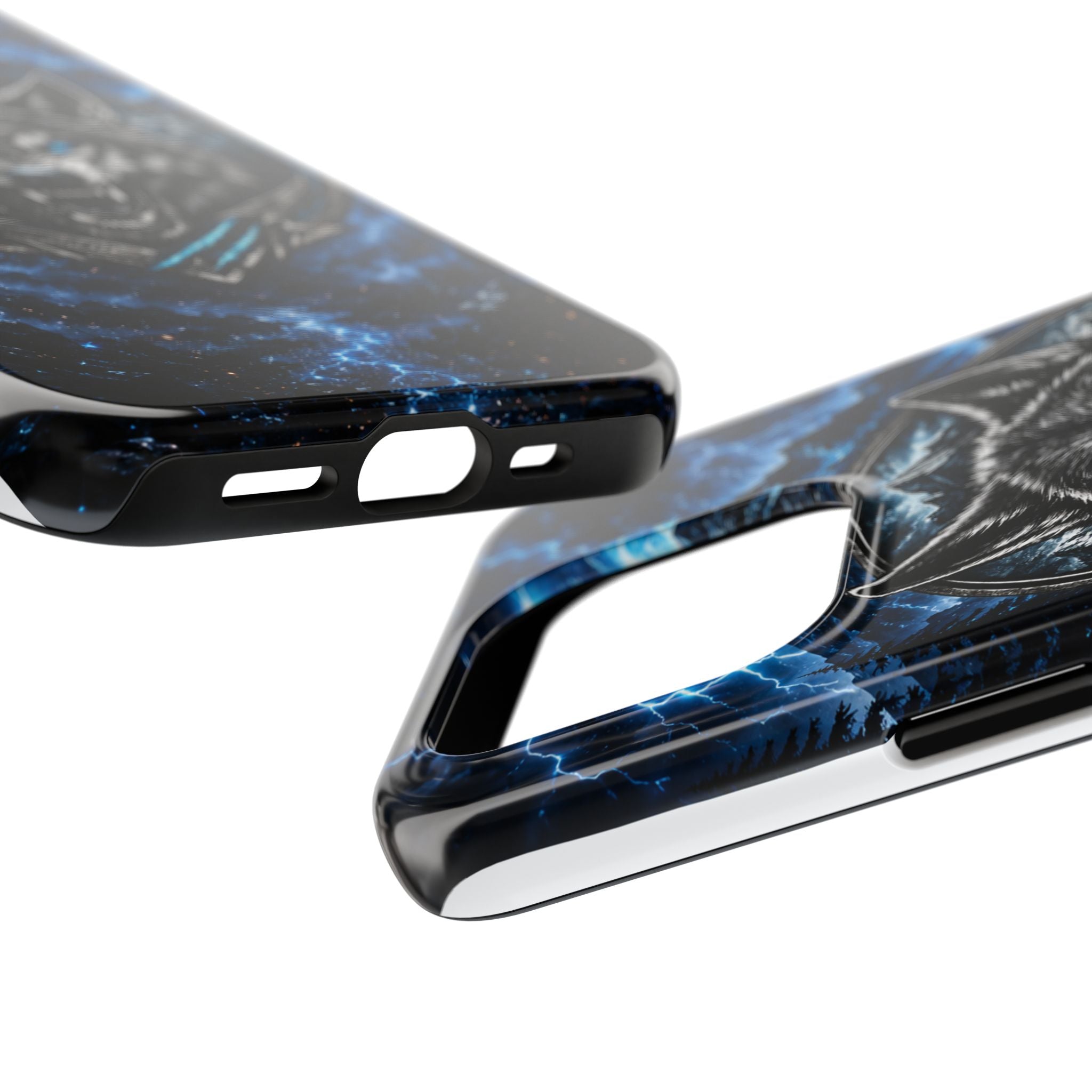 Wolf Thunder Tough Phone Case — Rugged Protective Case with Blue Lightning Wolf Design