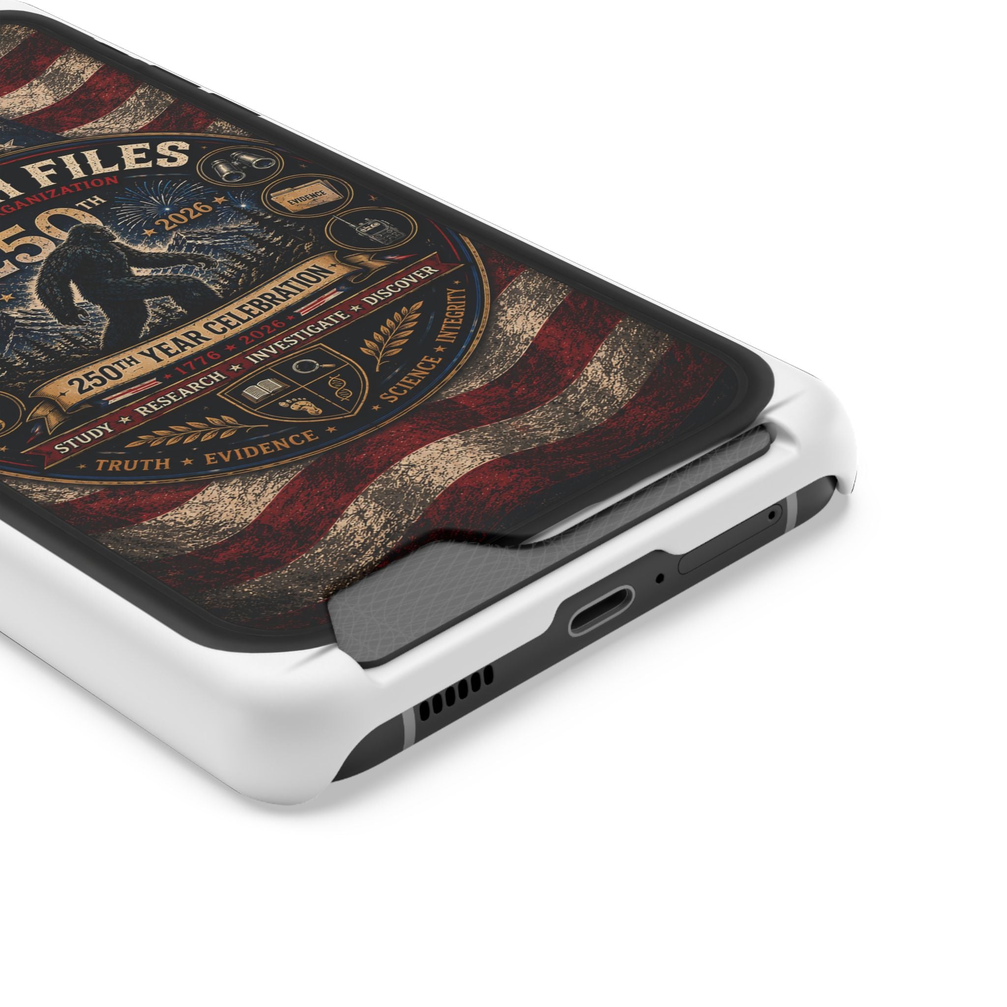 Phone Case — 'The Squatch Files 250th' Card Holder Case (Patriotic Bigfoot Design)