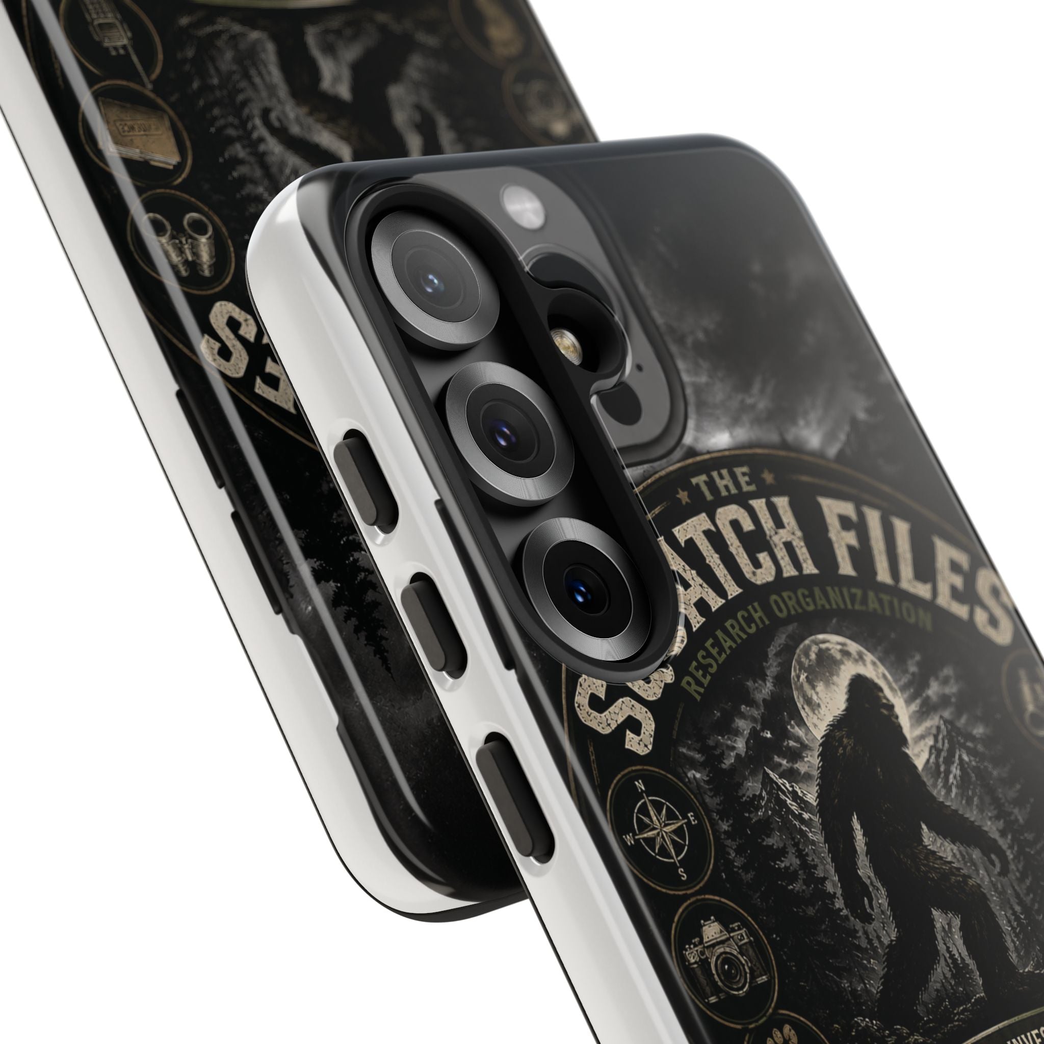 Squatch Files Research Organization Phone Case — Bigfoot Sasquatch Moonlit Forest Design