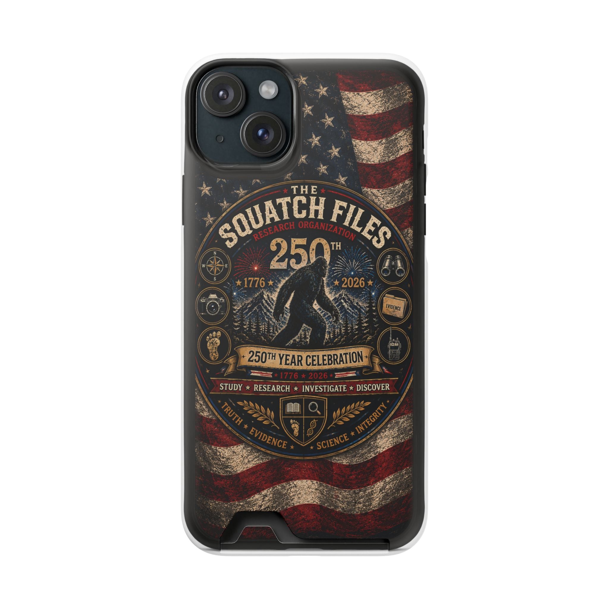 Phone Case — 'The Squatch Files 250th' Card Holder Case (Patriotic Bigfoot Design)