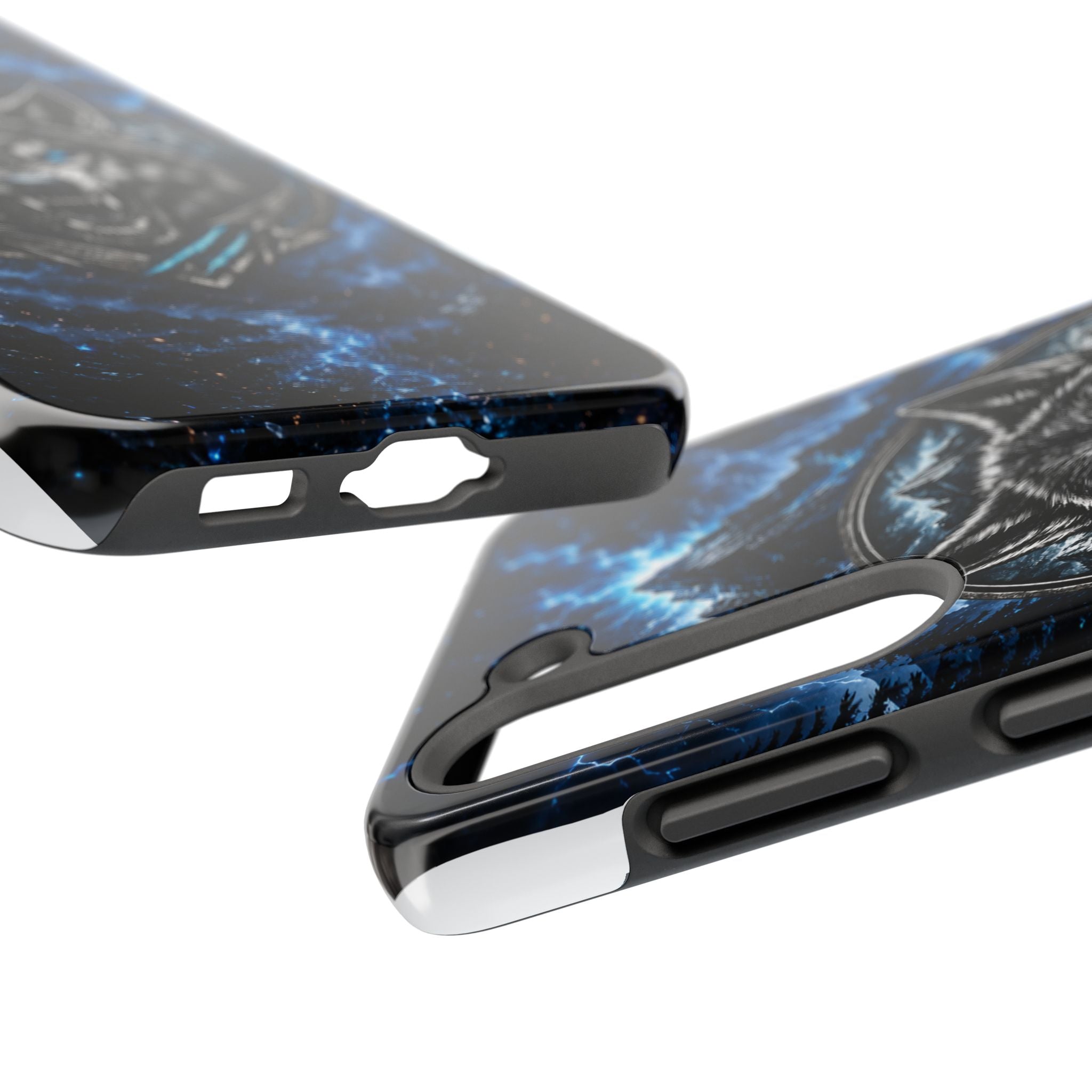 Wolf Thunder Tough Phone Case — Rugged Protective Case with Blue Lightning Wolf Design