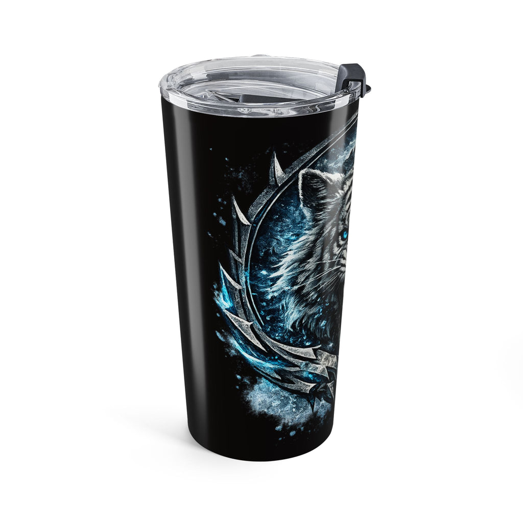 20oz White Tiger Tumbler — Fierce Blue-Eyed Animal Travel Cup