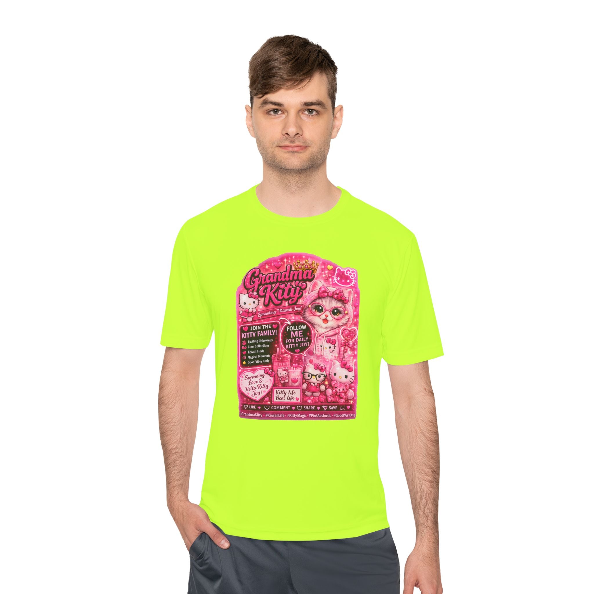 Grandma Kitty Graphic Tee — Cute Pink Cat Vintage Patch Design