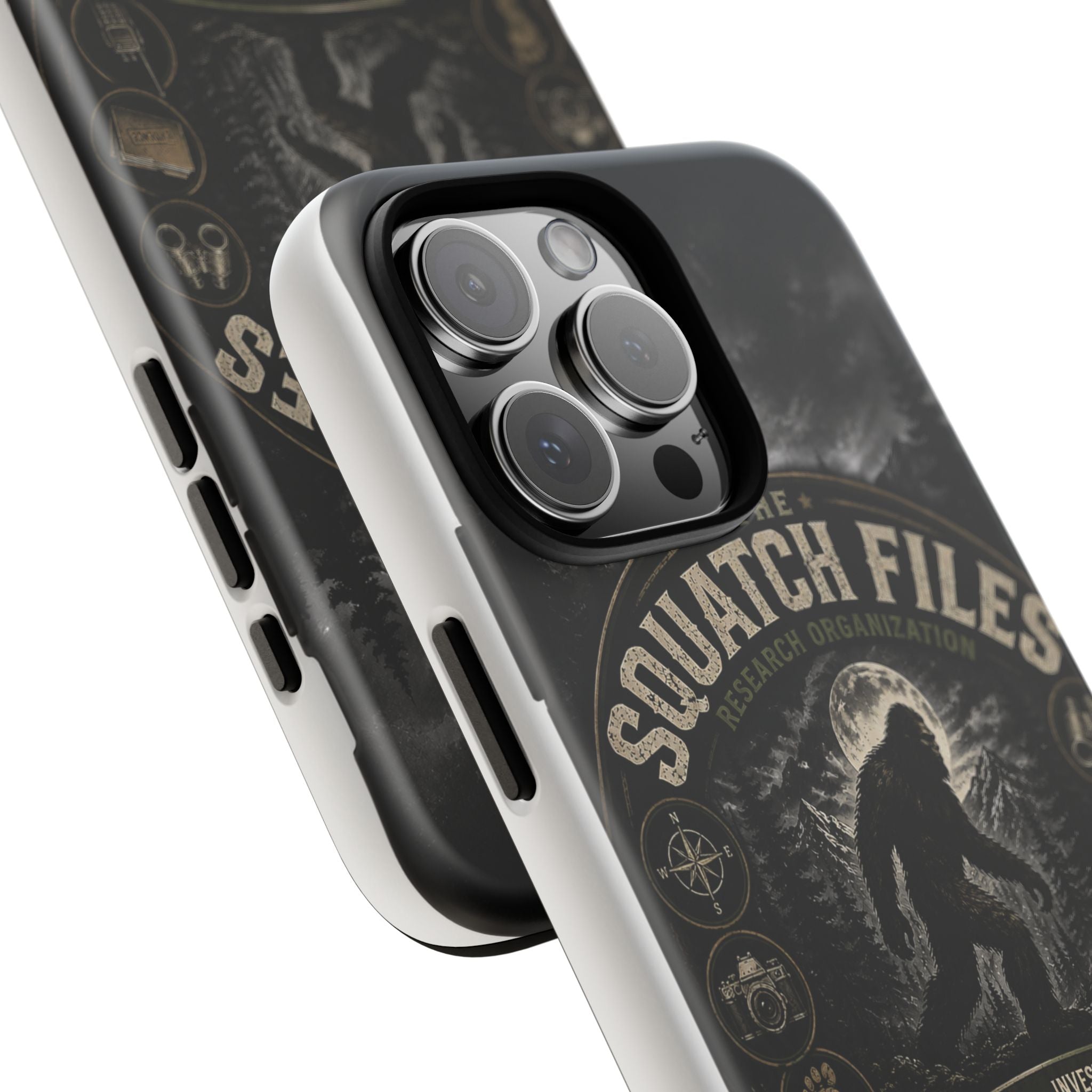 Squatch Files Research Organization Phone Case — Bigfoot Sasquatch Moonlit Forest Design
